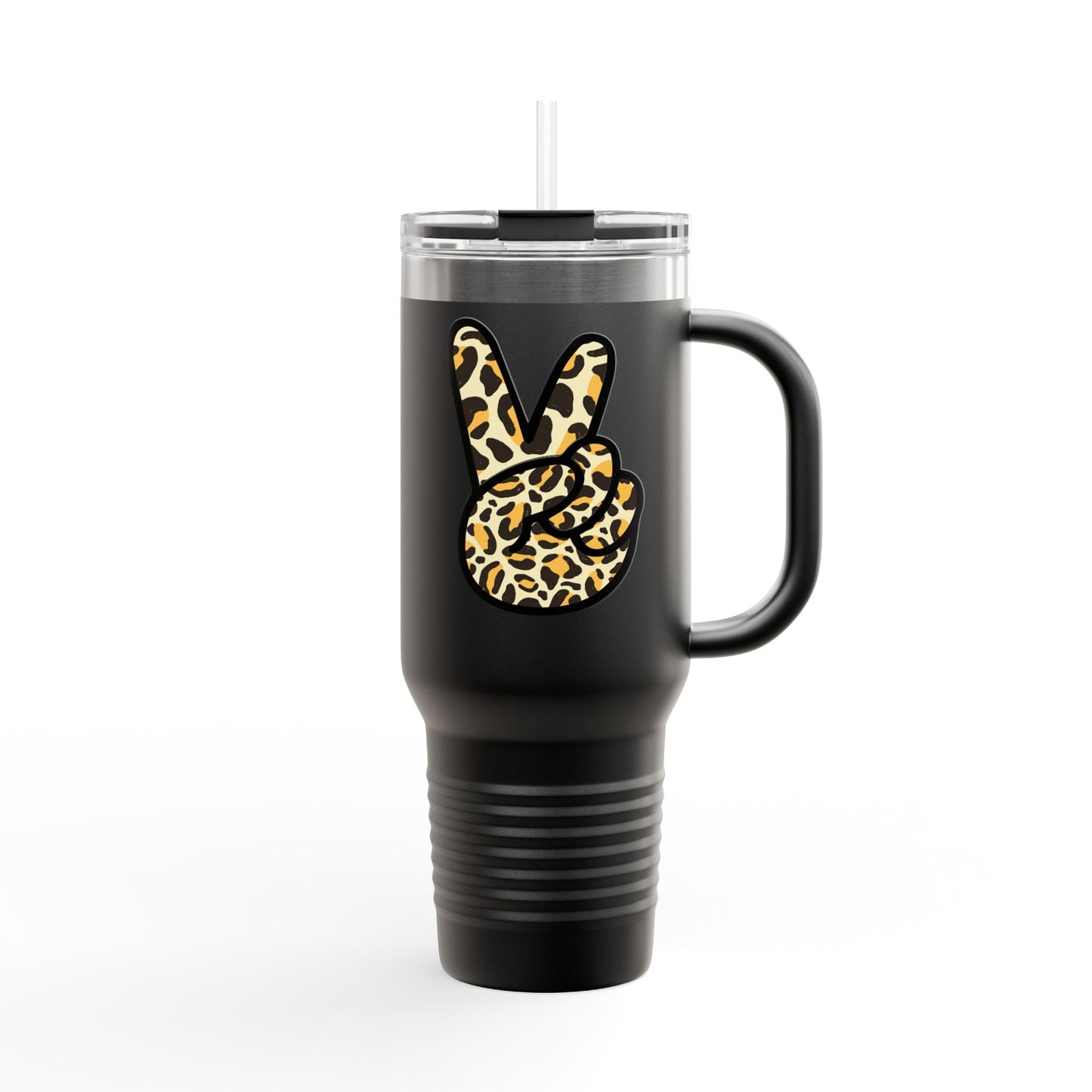 Leopard Print Peace Insulated Travel Mug - 40oz Peaceful Design