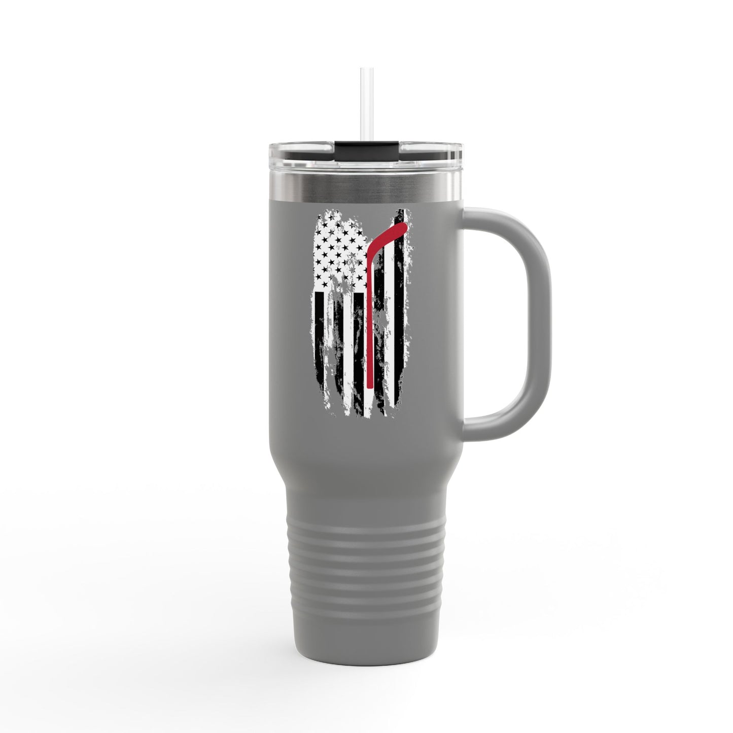 Hockey Patriotic Insulated Travel Mug - 40oz with Unique American Flag Design