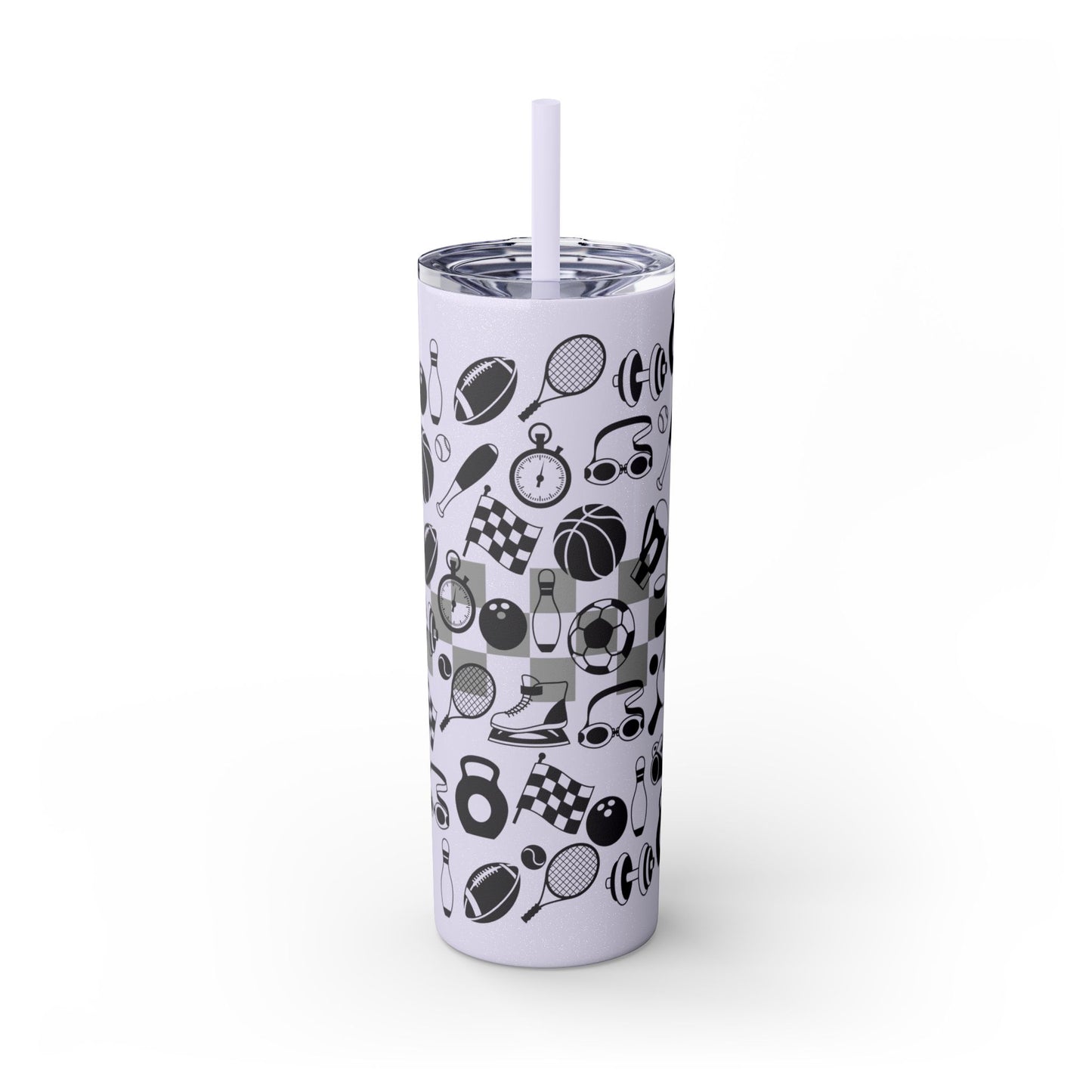 Sports-Themed Skinny Tumbler with Straw - 20oz - Perfect for Athletes and Active Lifestyles