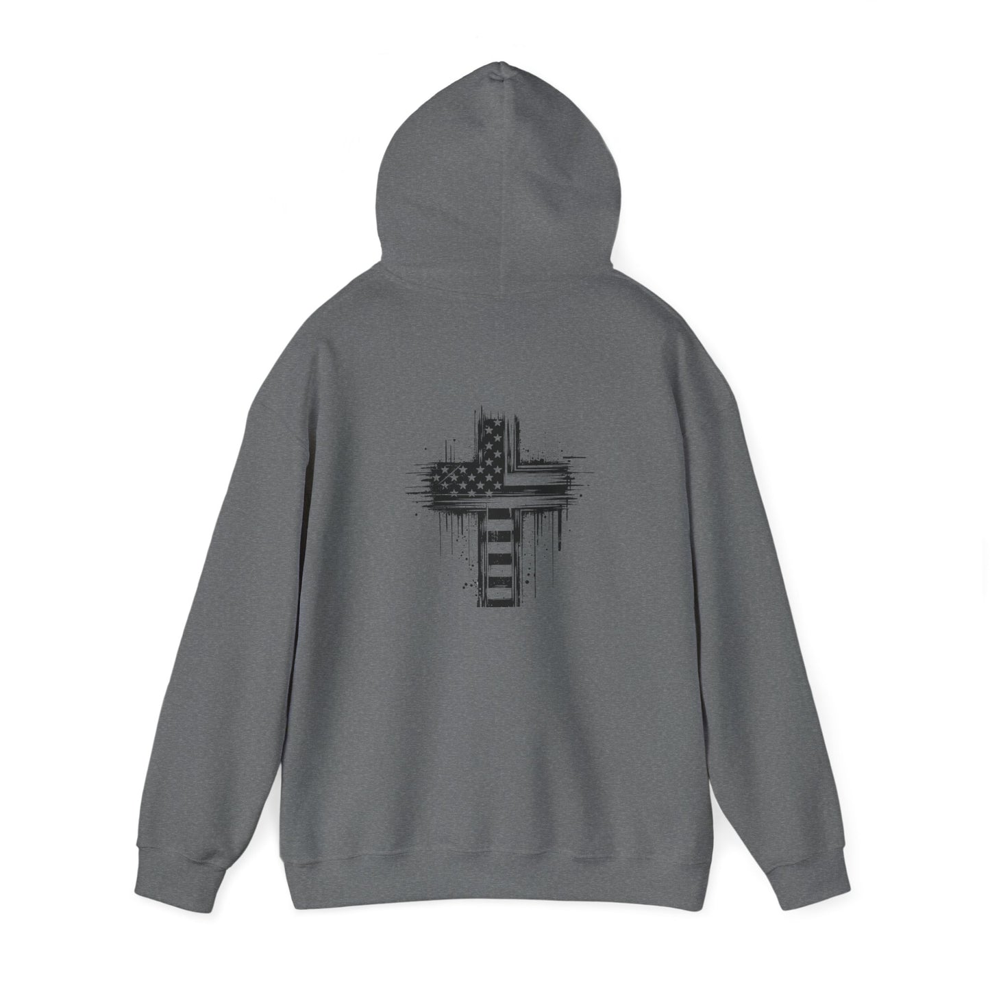 Faith-Inspired Unisex Hooded Sweatshirt with American Flag Design