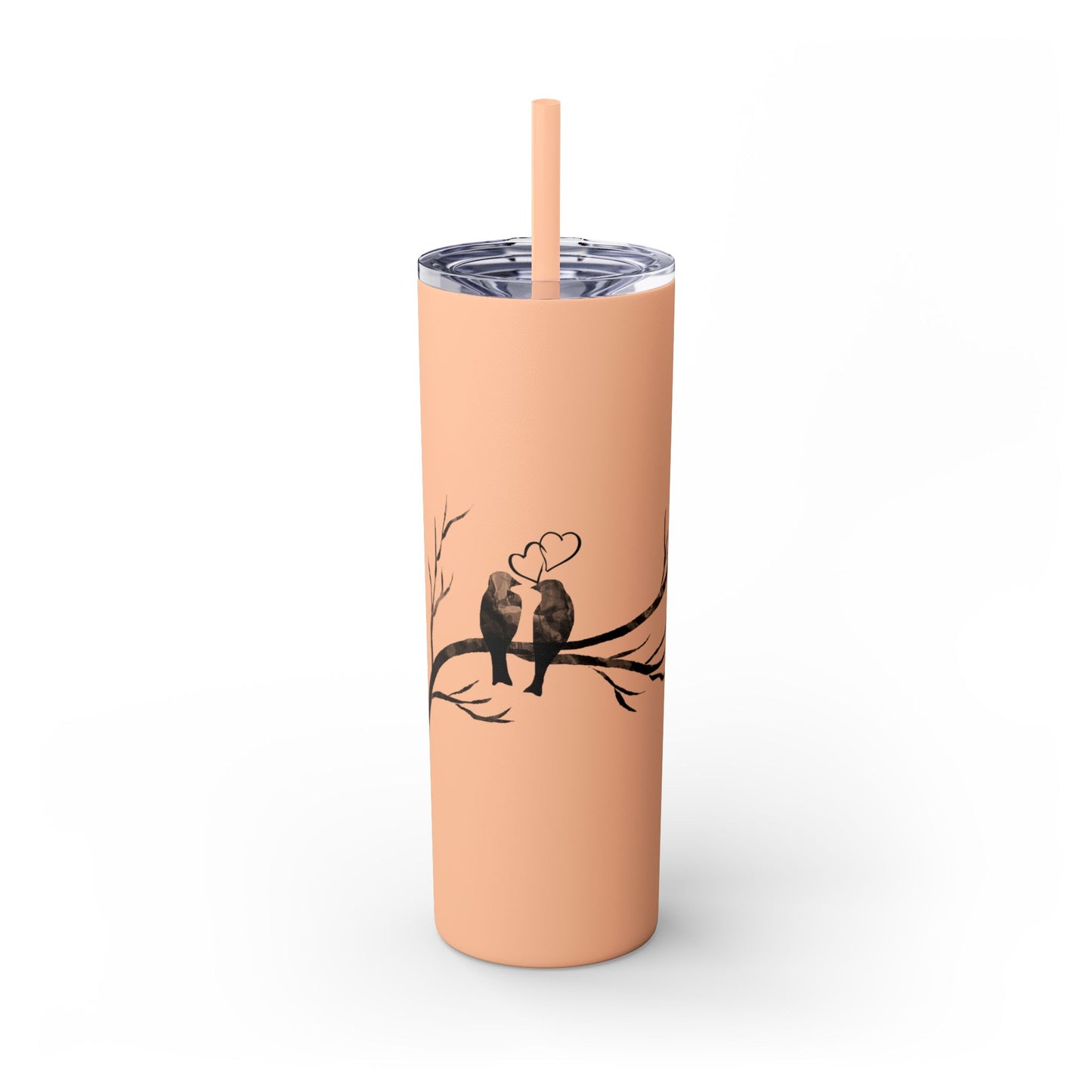 Couple's Love Birds Skinny Tumbler with Straw - 20oz | Perfect Gift for Anniversaries & Valentine's Day