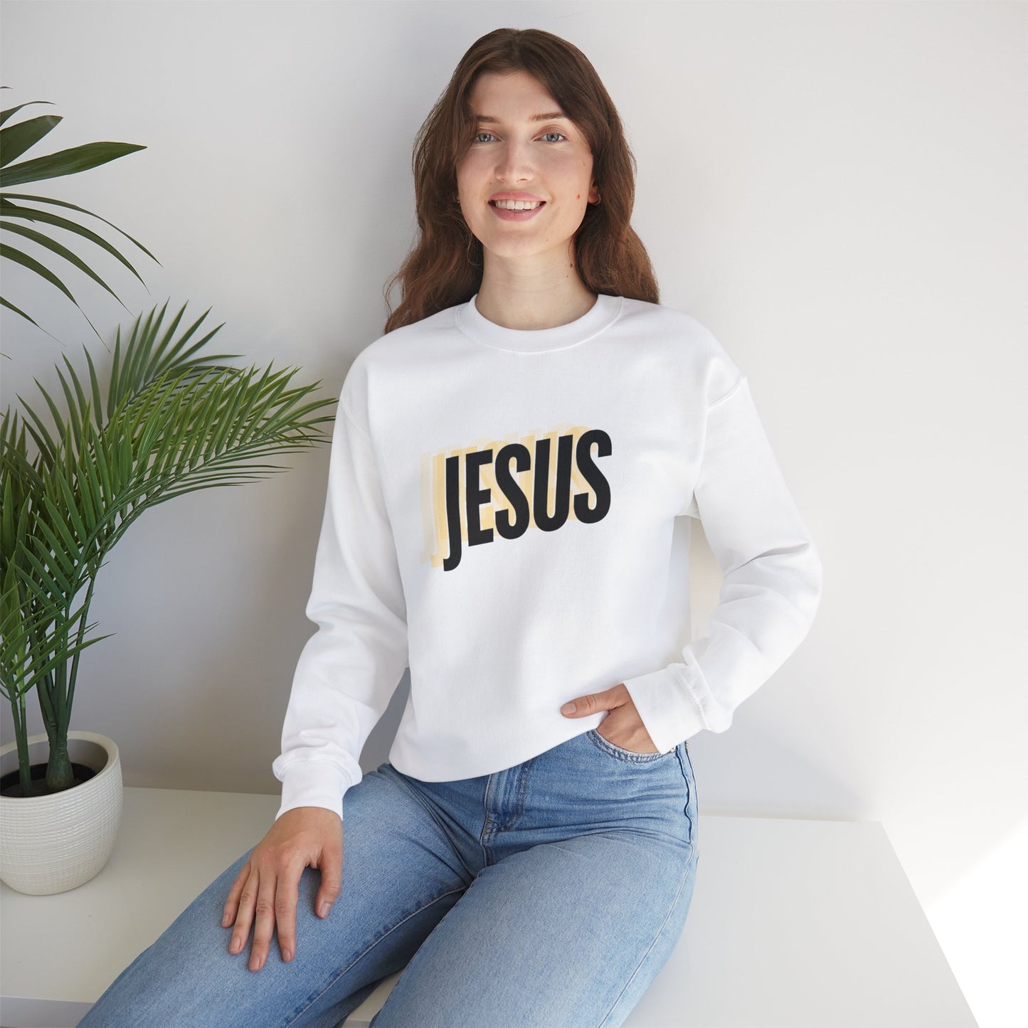 JESUS 3D - Unisex Heavy Blend™ Crewneck Sweatshirt - Faith-Inspired 'JESUS' Design