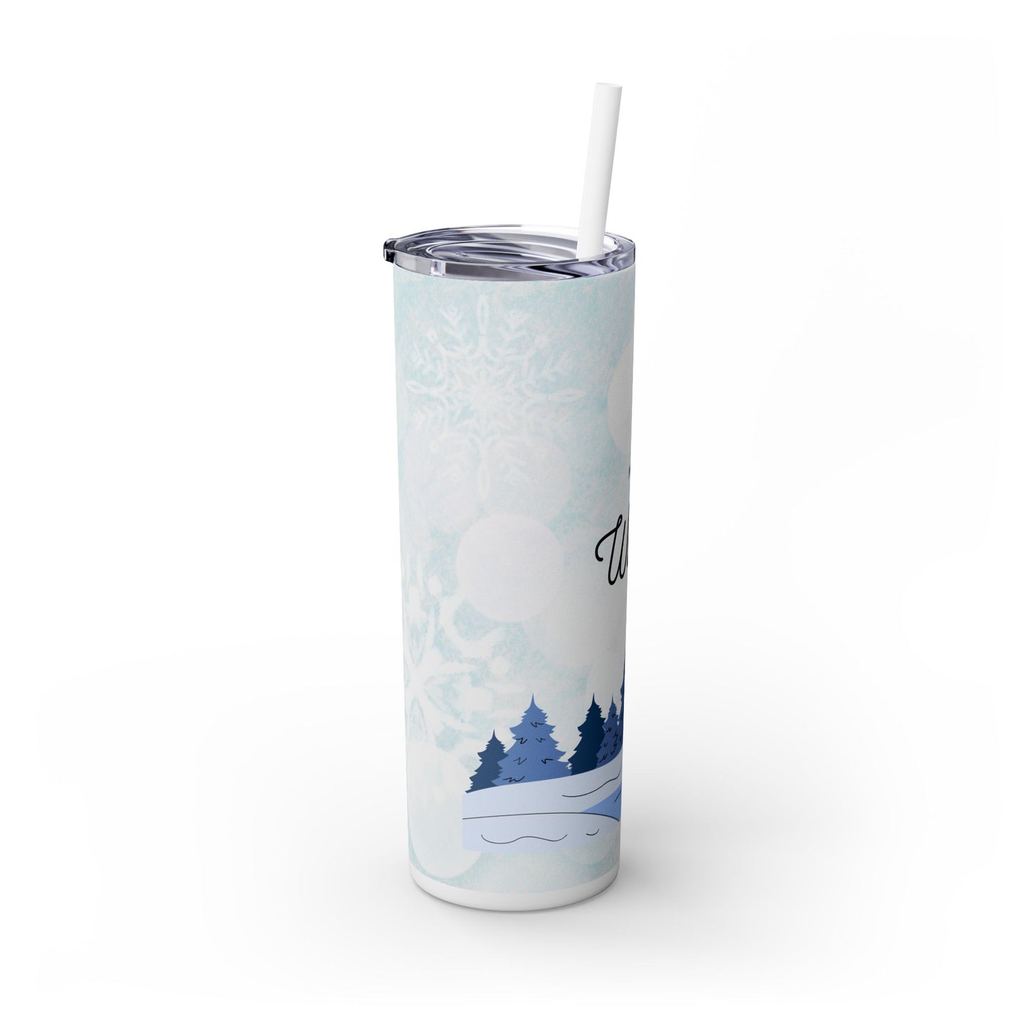 Hello Winter Skinny Tumbler with Straw - 20oz Insulated Drinkware for Winter Season