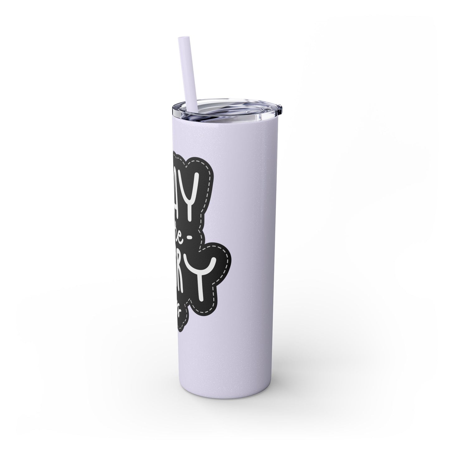 20oz Motivational Skinny Tumbler with Straw - "Pray More, Worry Less"