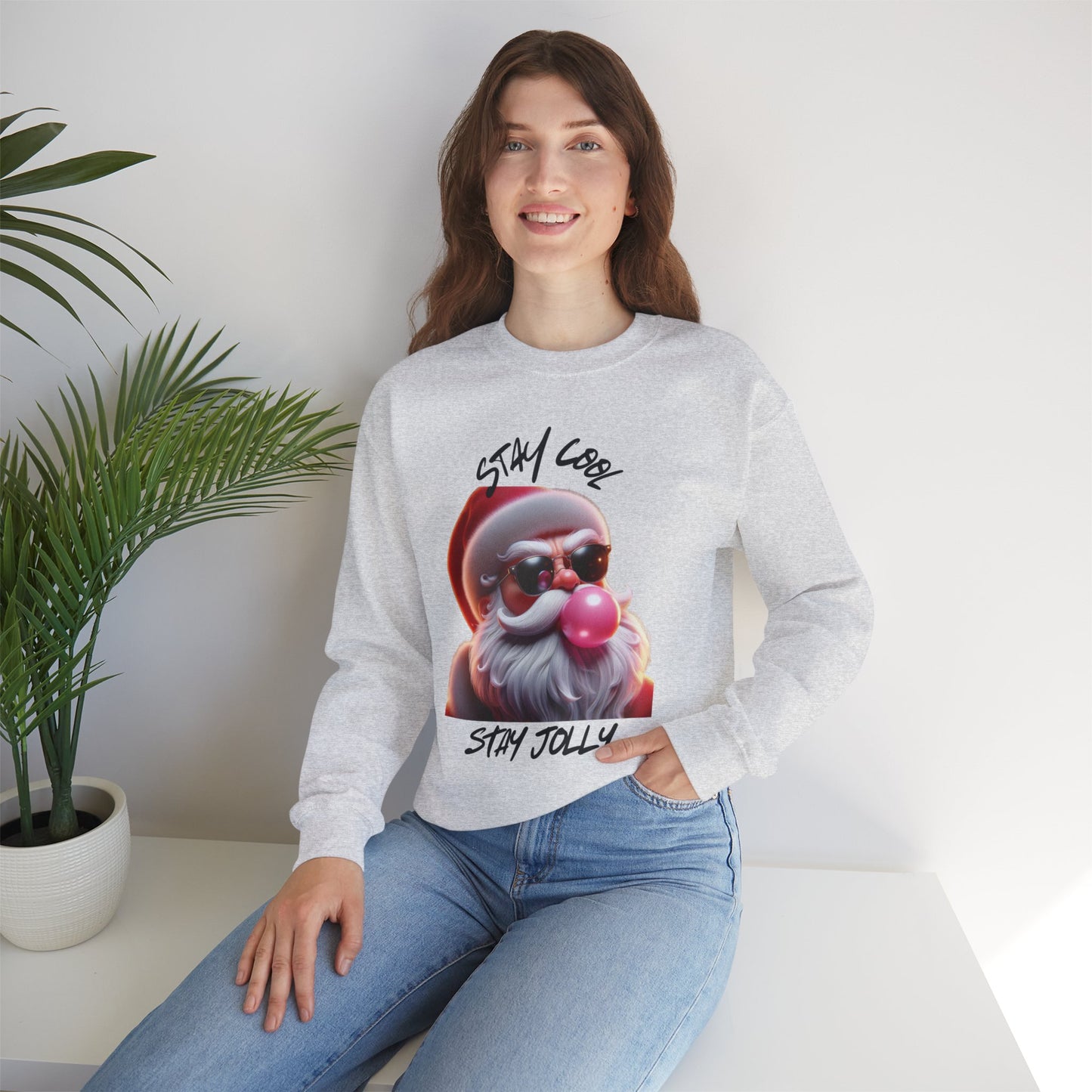 STAY COOL, STAY JOLLY, FUNNY BAD SANTA - Unisex Heavy Blend™ Crewneck Sweatshirt