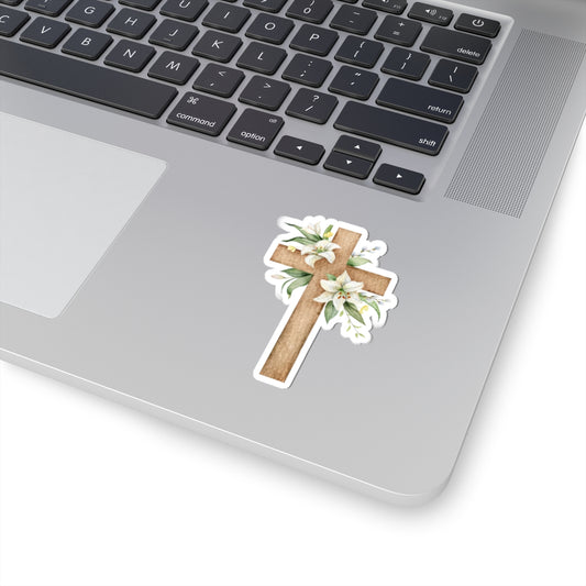 Floral Cross Kiss-Cut Stickers - Inspirational Decor for Faith and Spirituality