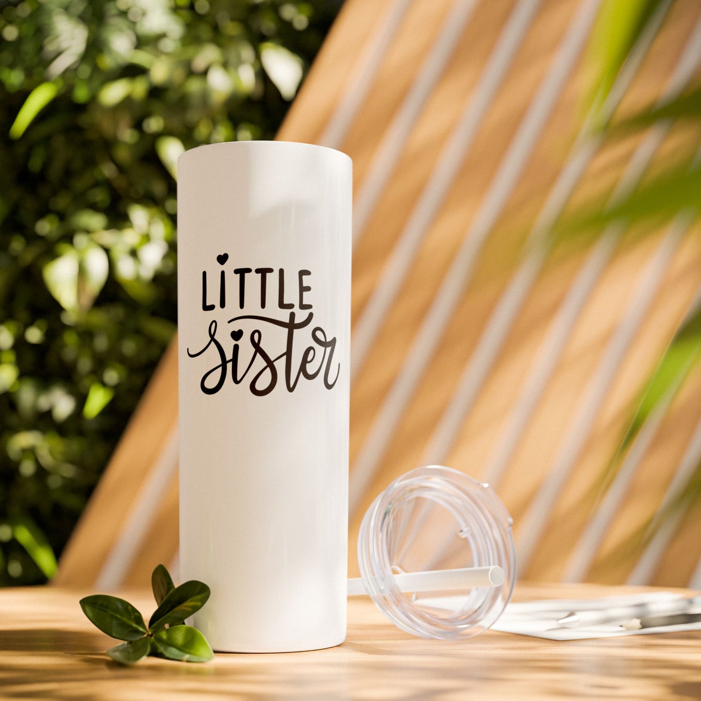 Little Sister Skinny Tumbler with Straw, 20oz - Perfect Gift for Siblings