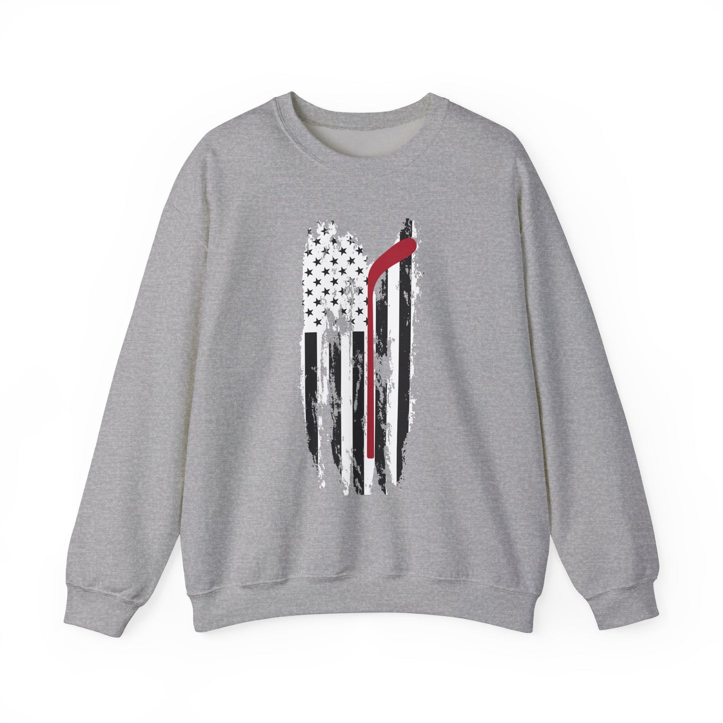 American Flag w/Hockey Stick - Unisex Heavy Blend™ Crewneck Sweatshirt