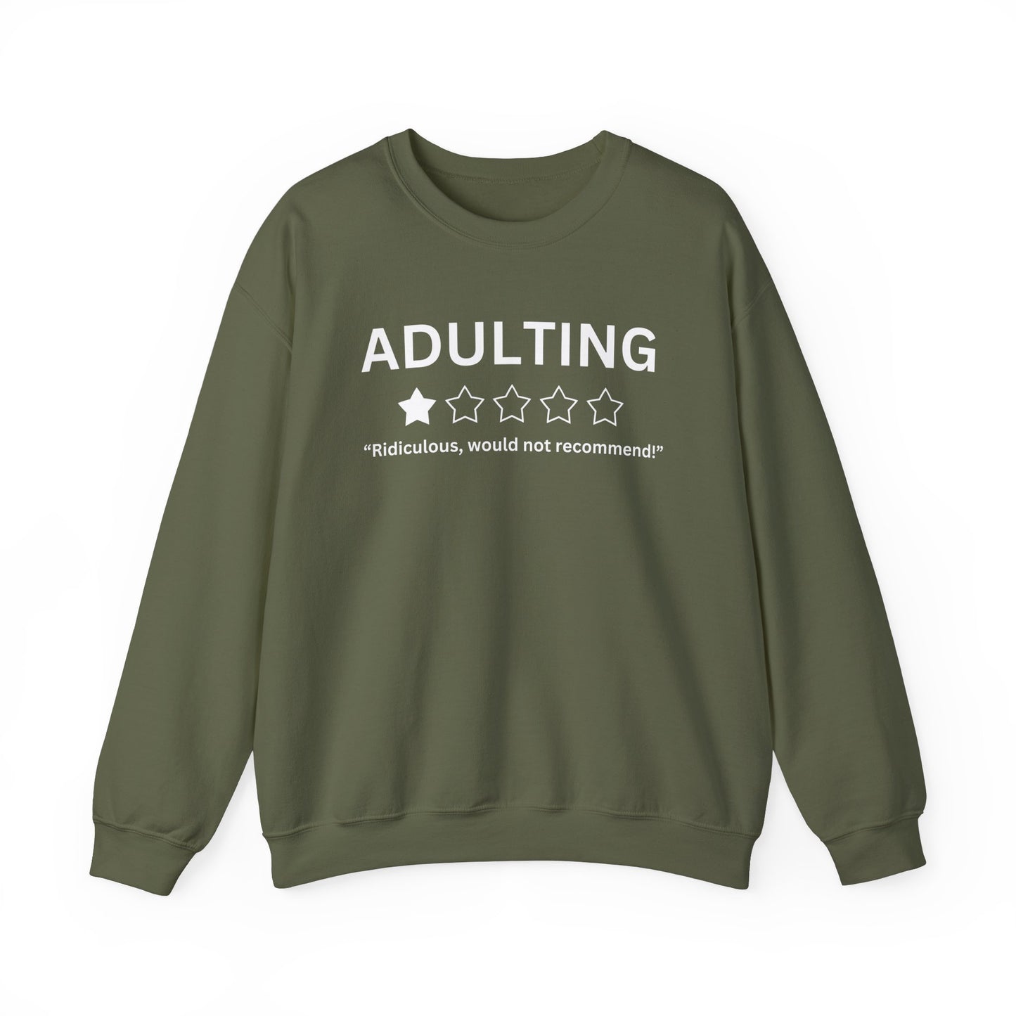 Funny Adulting Crewneck Sweatshirt - 5 Star Rating Design