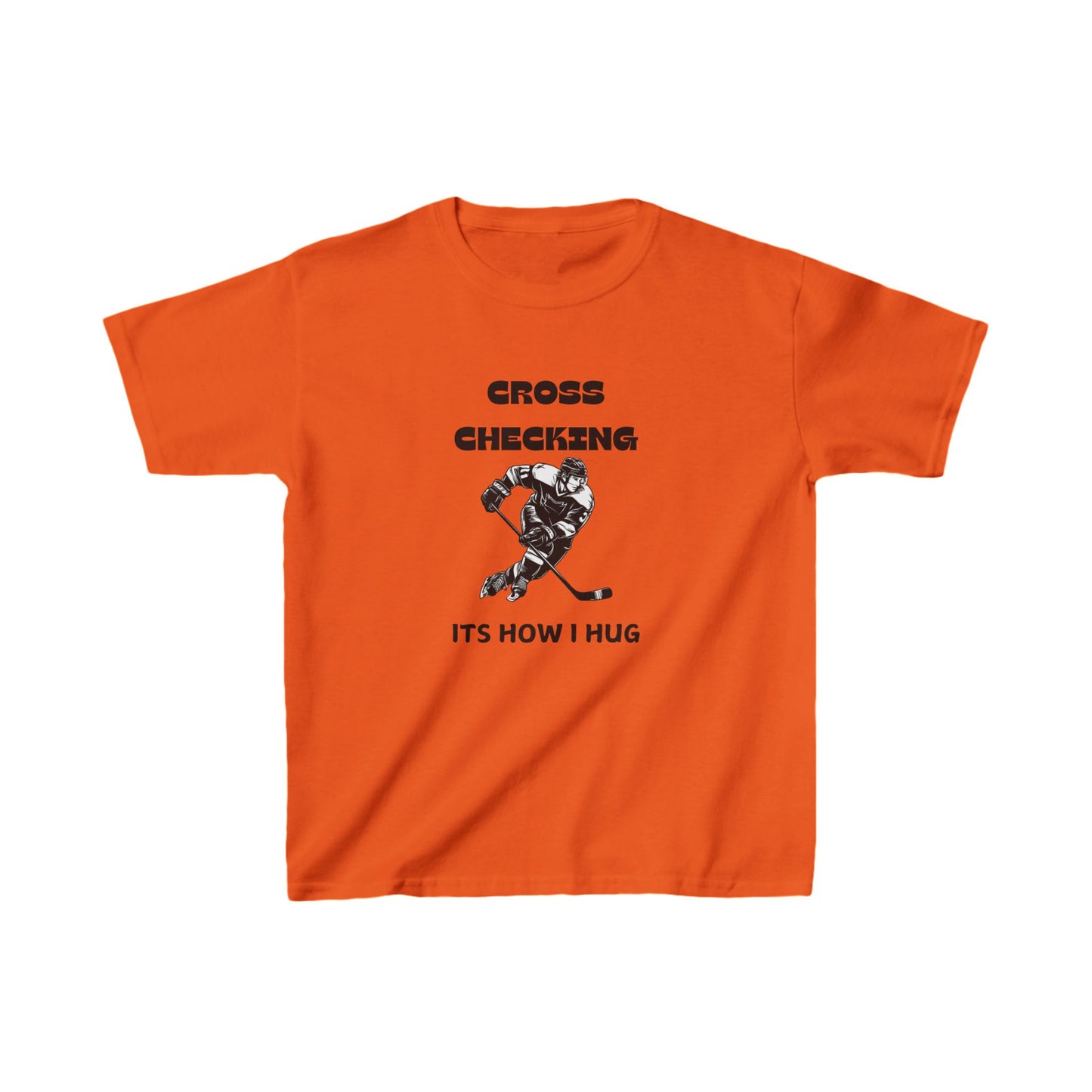 Kids Hockey Tee - 'Cross Checking, It's How I Hug' Fun Shirt