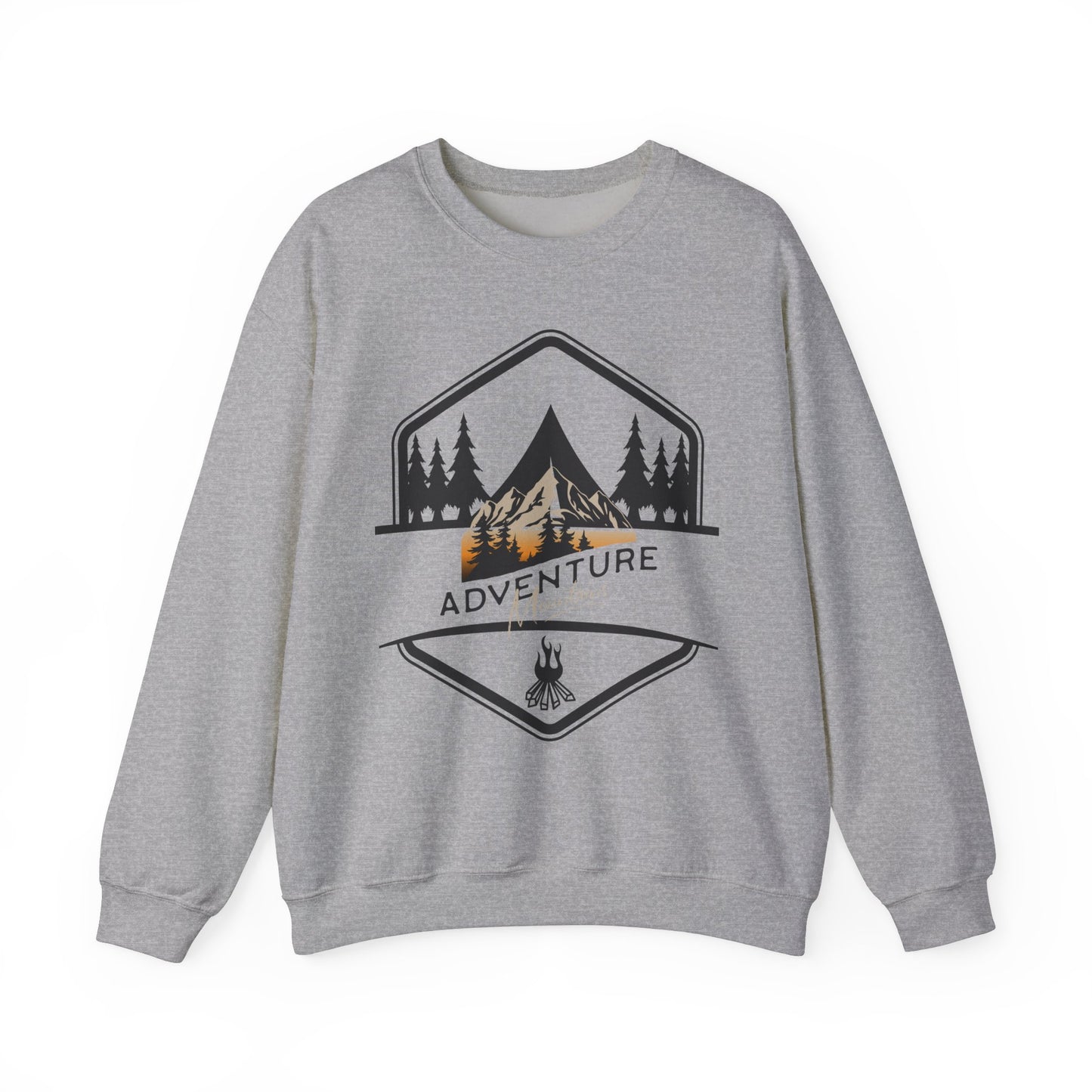 Adventure Awaits Unisex Heavy Blend™ Crewneck Sweatshirt - Perfect for Outdoor Enthusiasts
