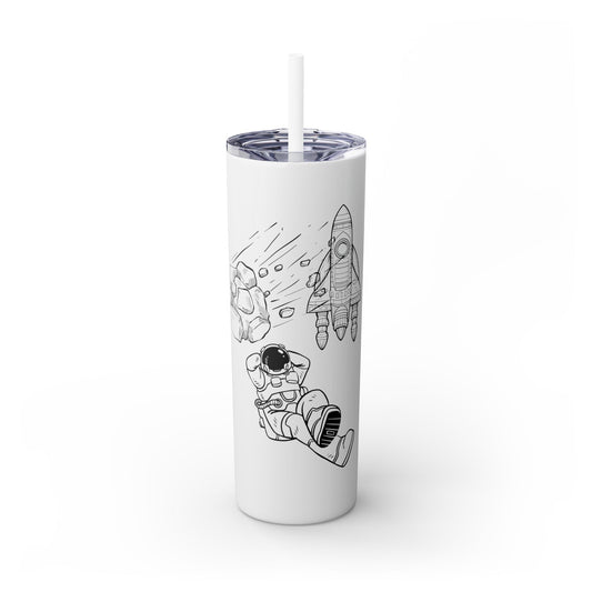 Astro Adventure Skinny Tumbler with Straw – 20oz Space Themed Drinkware