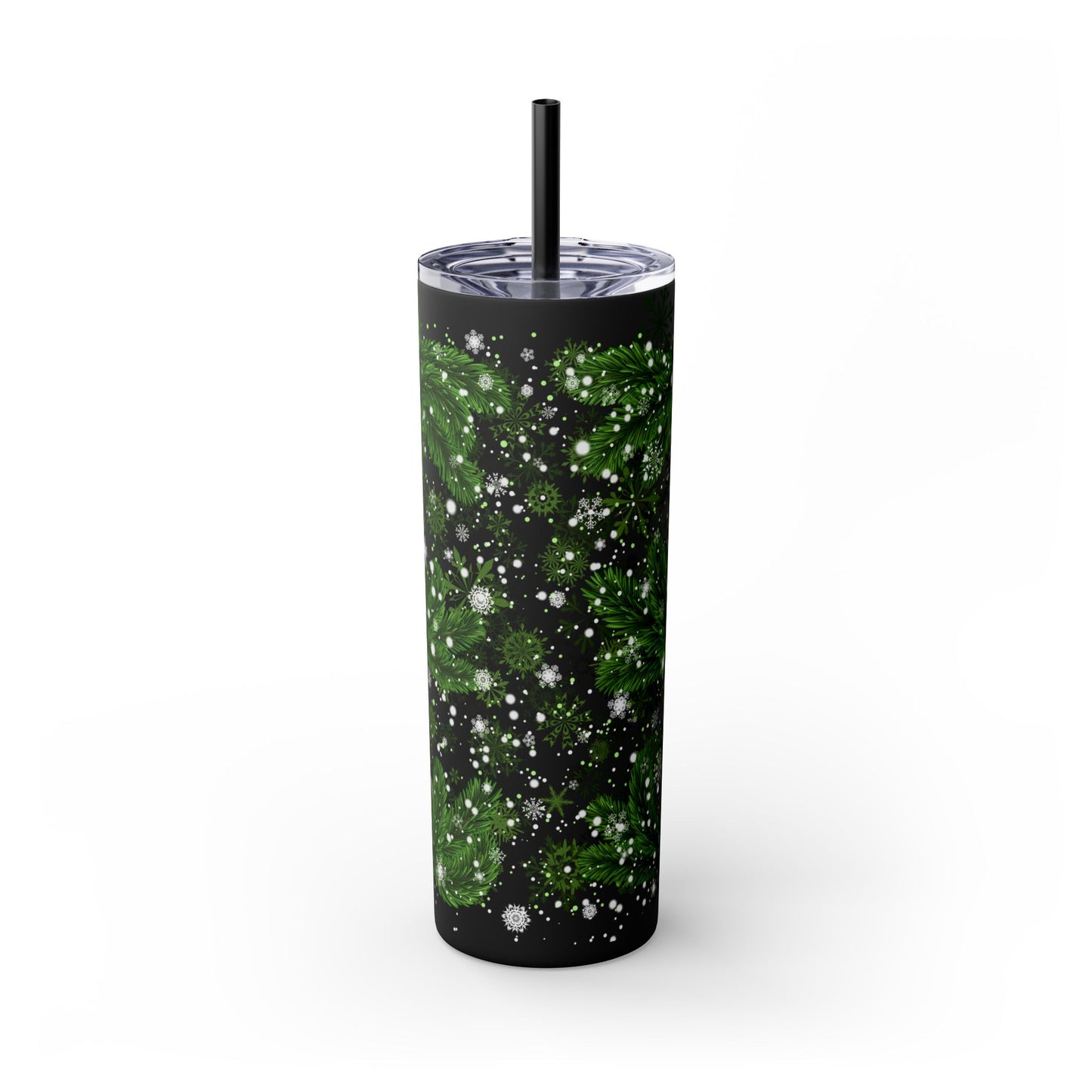 Holiday Botanical Skinny Tumbler with Straw - 20oz - Perfect for Christmas & Winter Celebrations