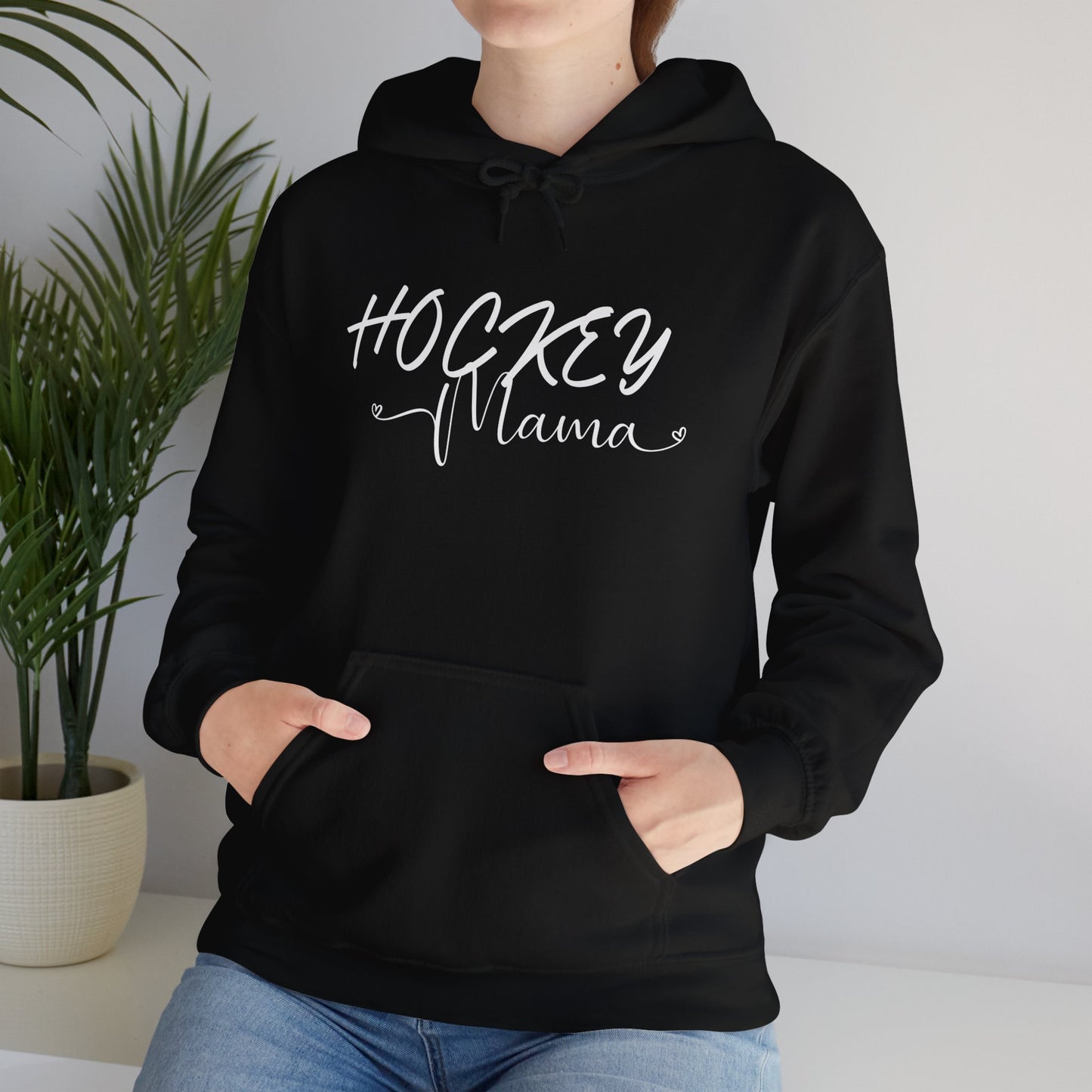 Hockey Mama Cursive White Unisex Heavy Blend Hooded Sweatshirt