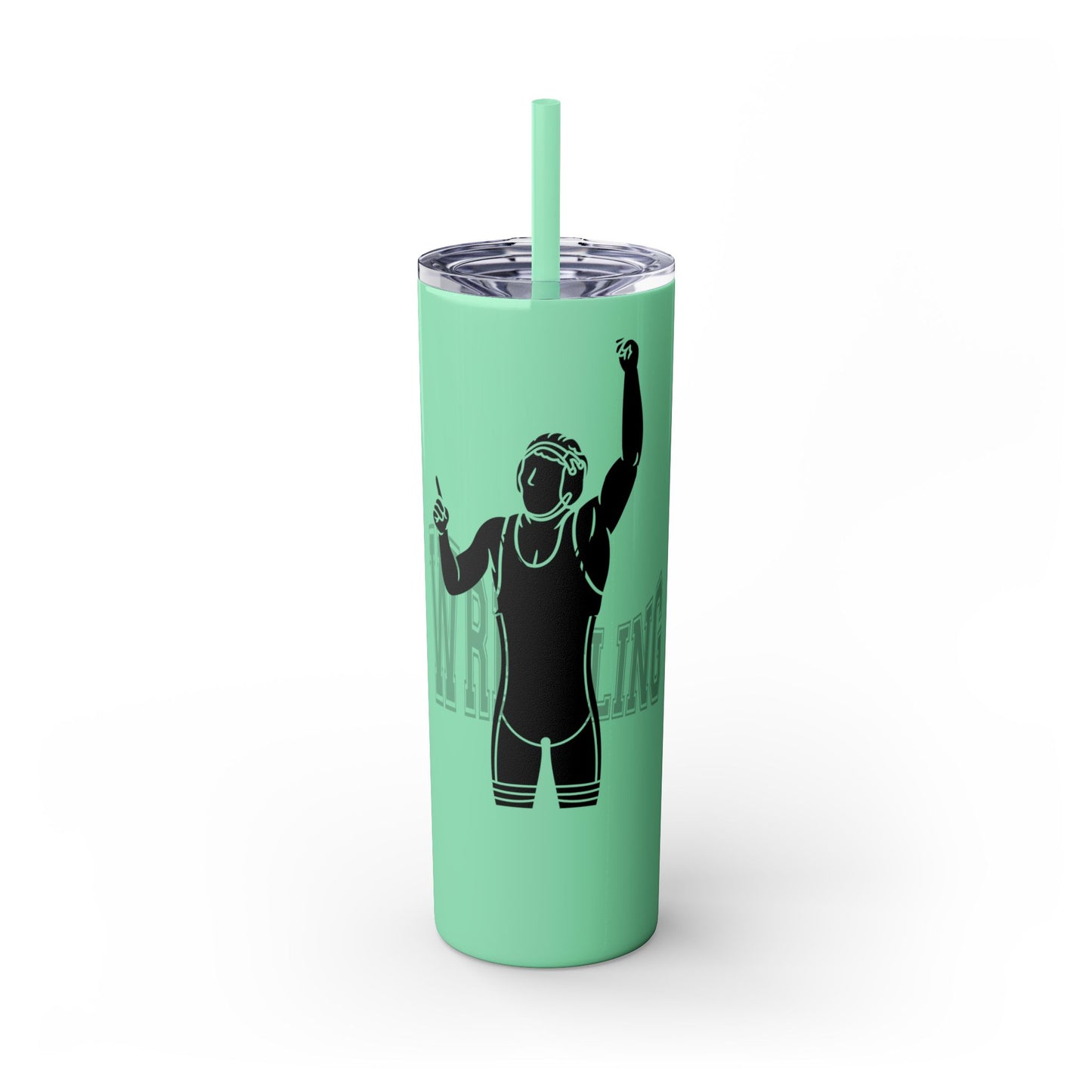 Motivational Skinny Tumbler with Straw - 20oz Wrestling Cup