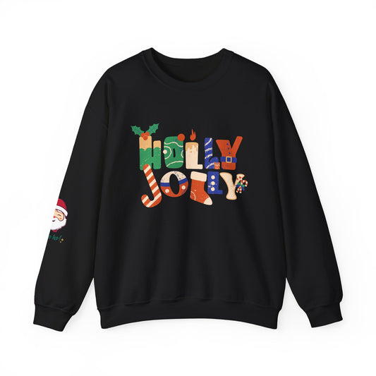 Merry Christmas Holly Jolly Crewneck Sweatshirt - Unisex Holiday Design