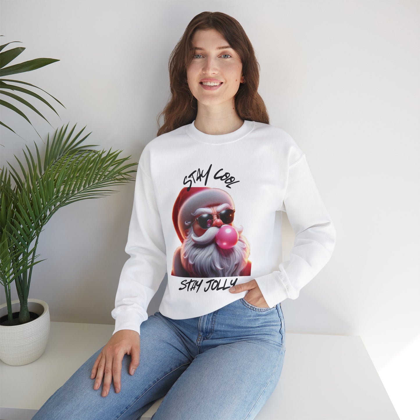 STAY COOL, STAY JOLLY, FUNNY BAD SANTA - Unisex Heavy Blend™ Crewneck Sweatshirt