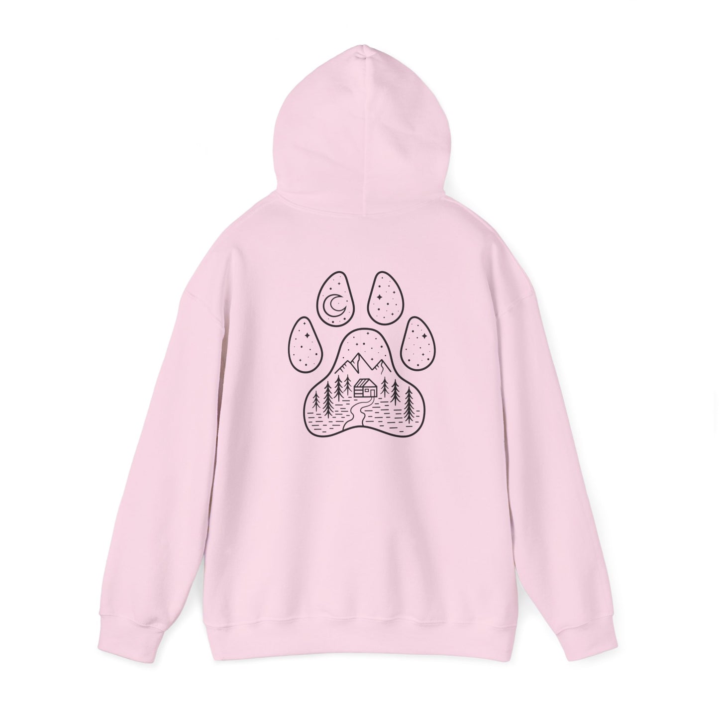 Cozy Campfire Vibes Hooded Sweatshirt with Paw Print Design