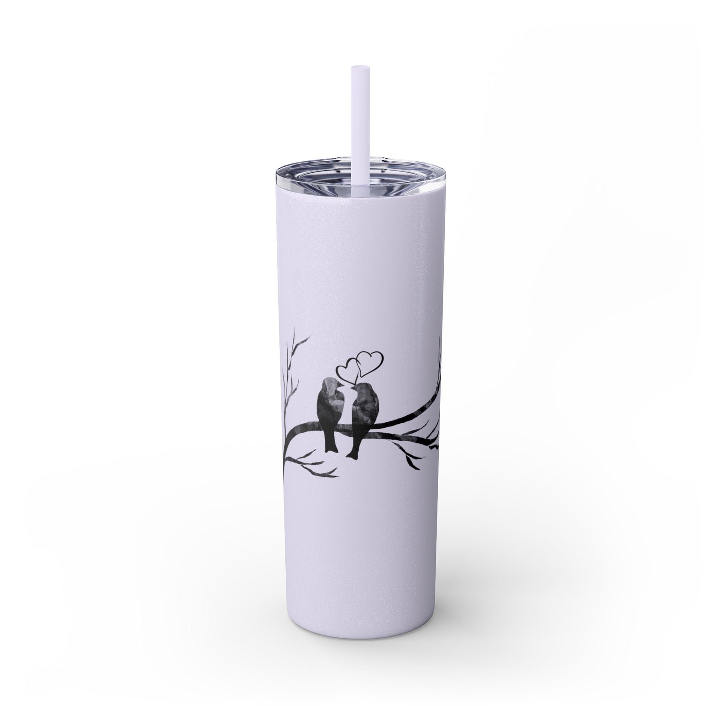 Couple's Love Birds Skinny Tumbler with Straw - 20oz | Perfect Gift for Anniversaries & Valentine's Day