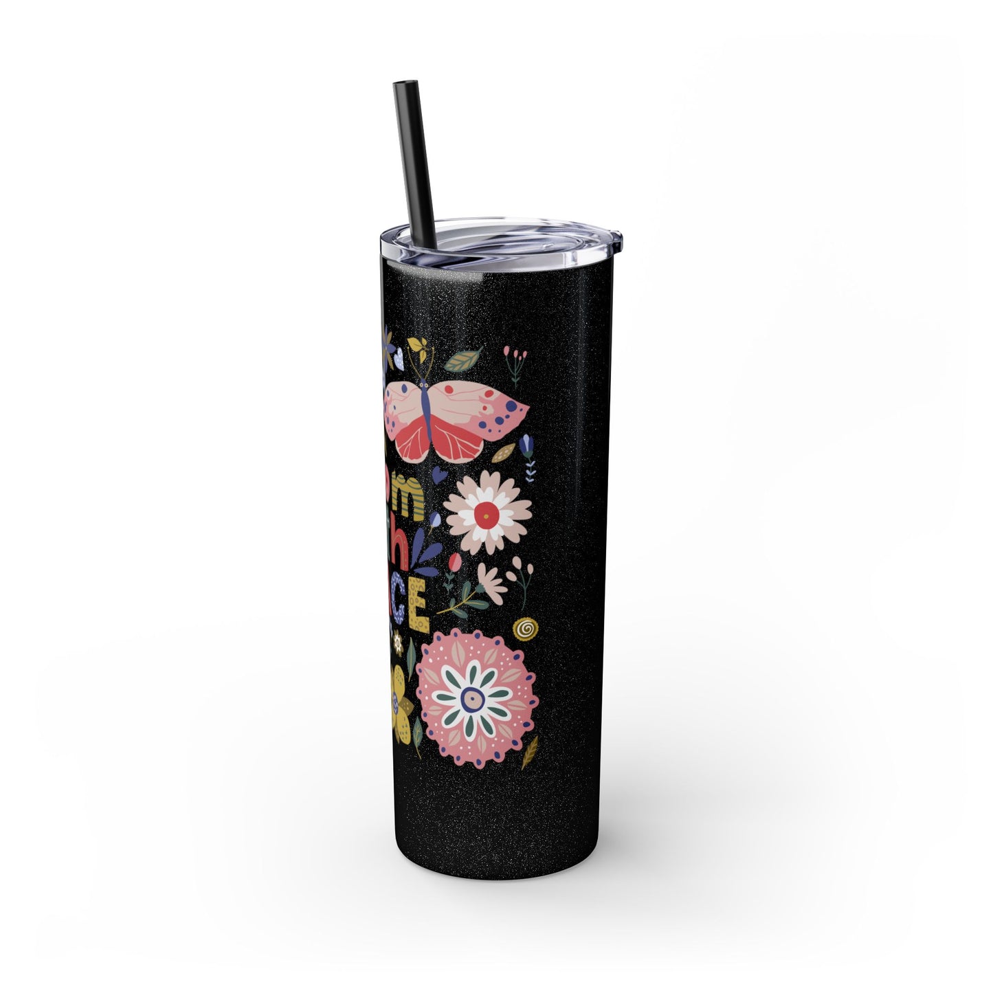 Bloom with Grace 20oz Skinny Tumbler with Straw - Stylish Floral Drinkware