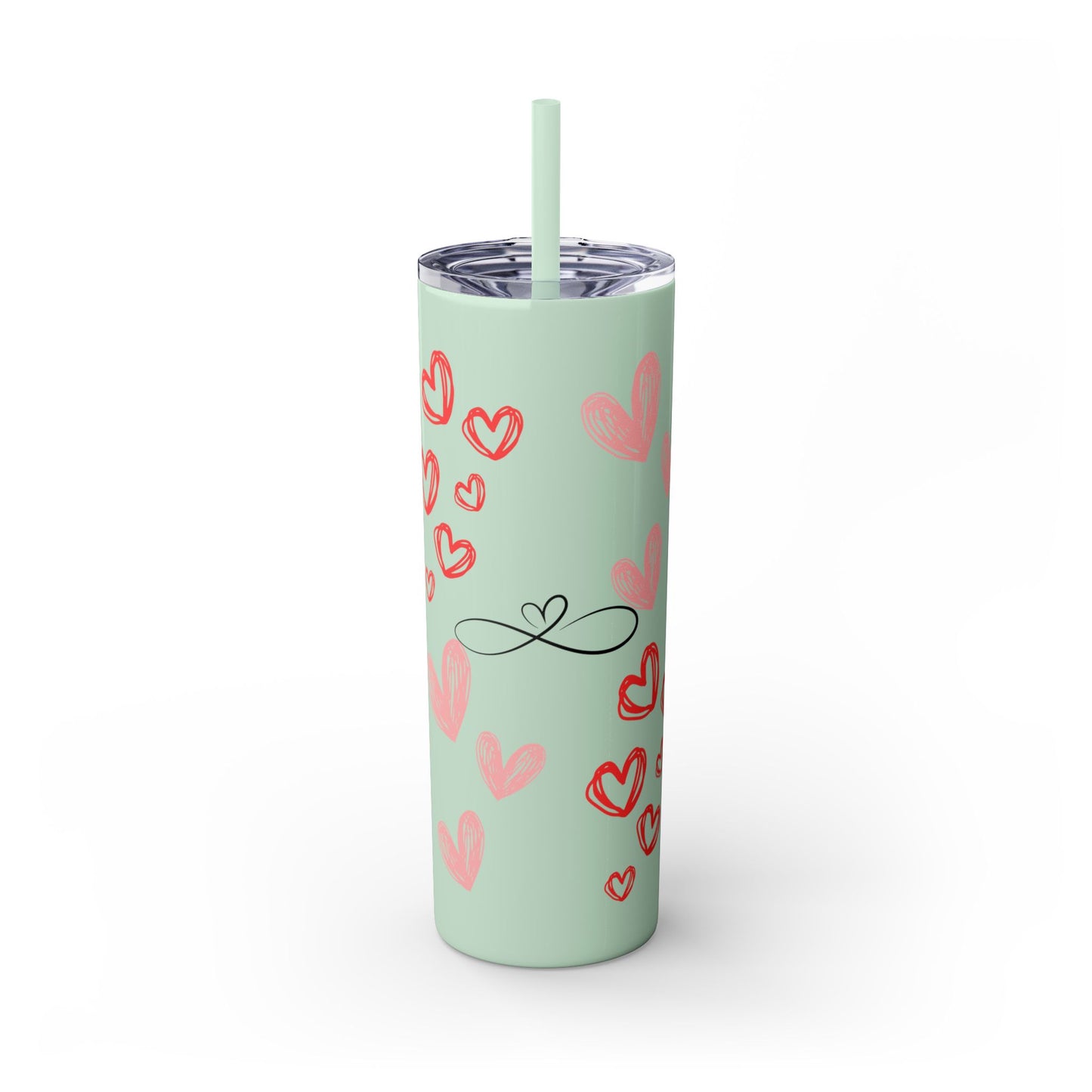 Heartfelt Love Skinny Tumbler with Straw - 20oz - Perfect Gift for Couples & Valentine's Day