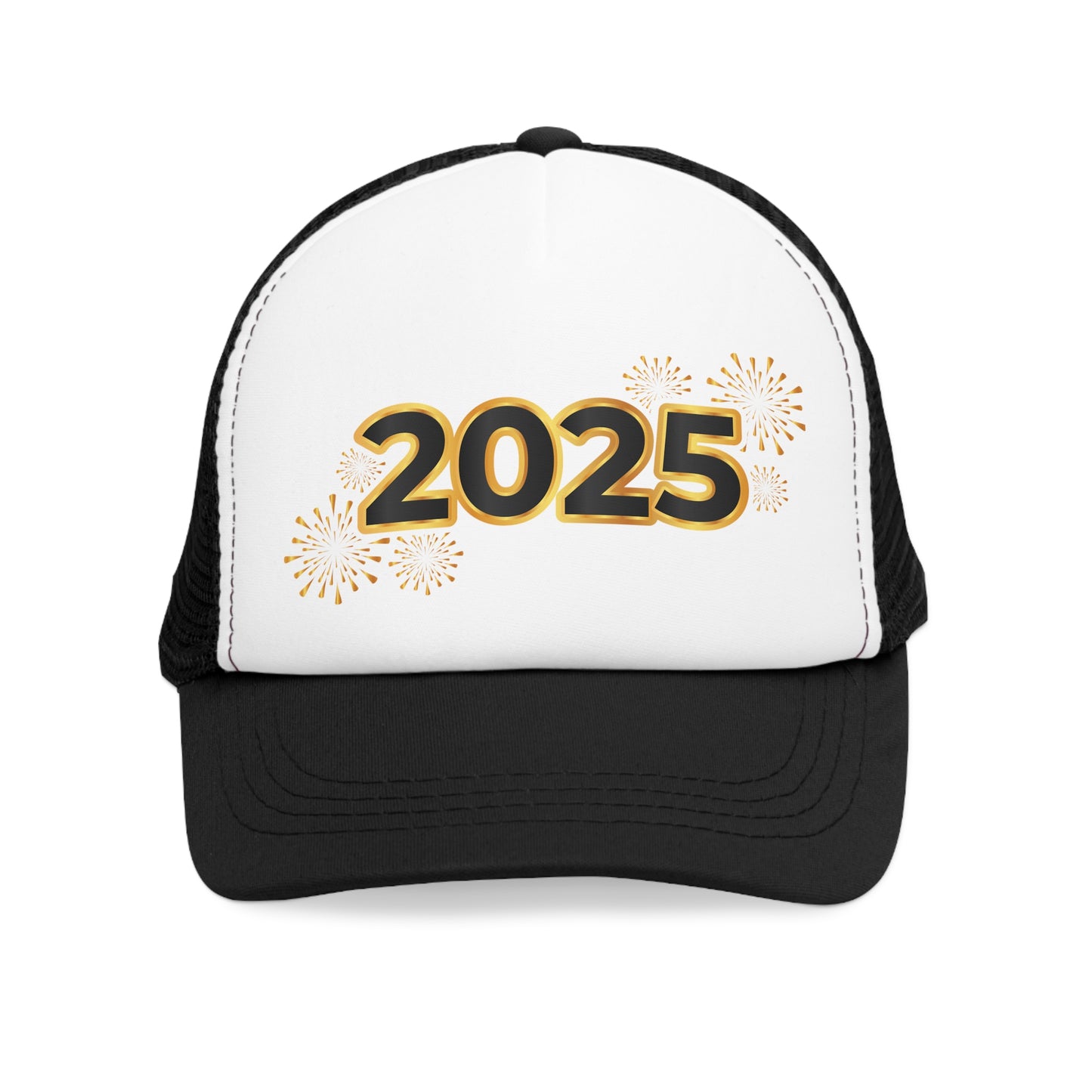 New Years - Celebrate 2025 Mesh Cap with Sparkling Fireworks