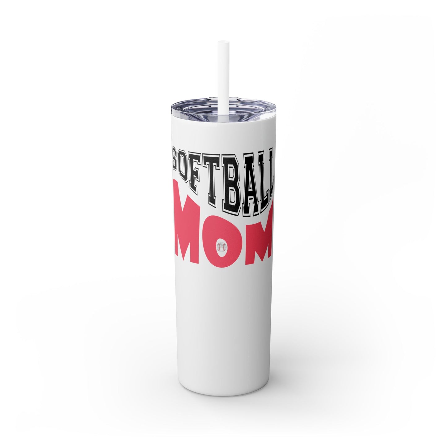 Softball Mom Skinny Tumbler with Straw - 20oz Travel Cup