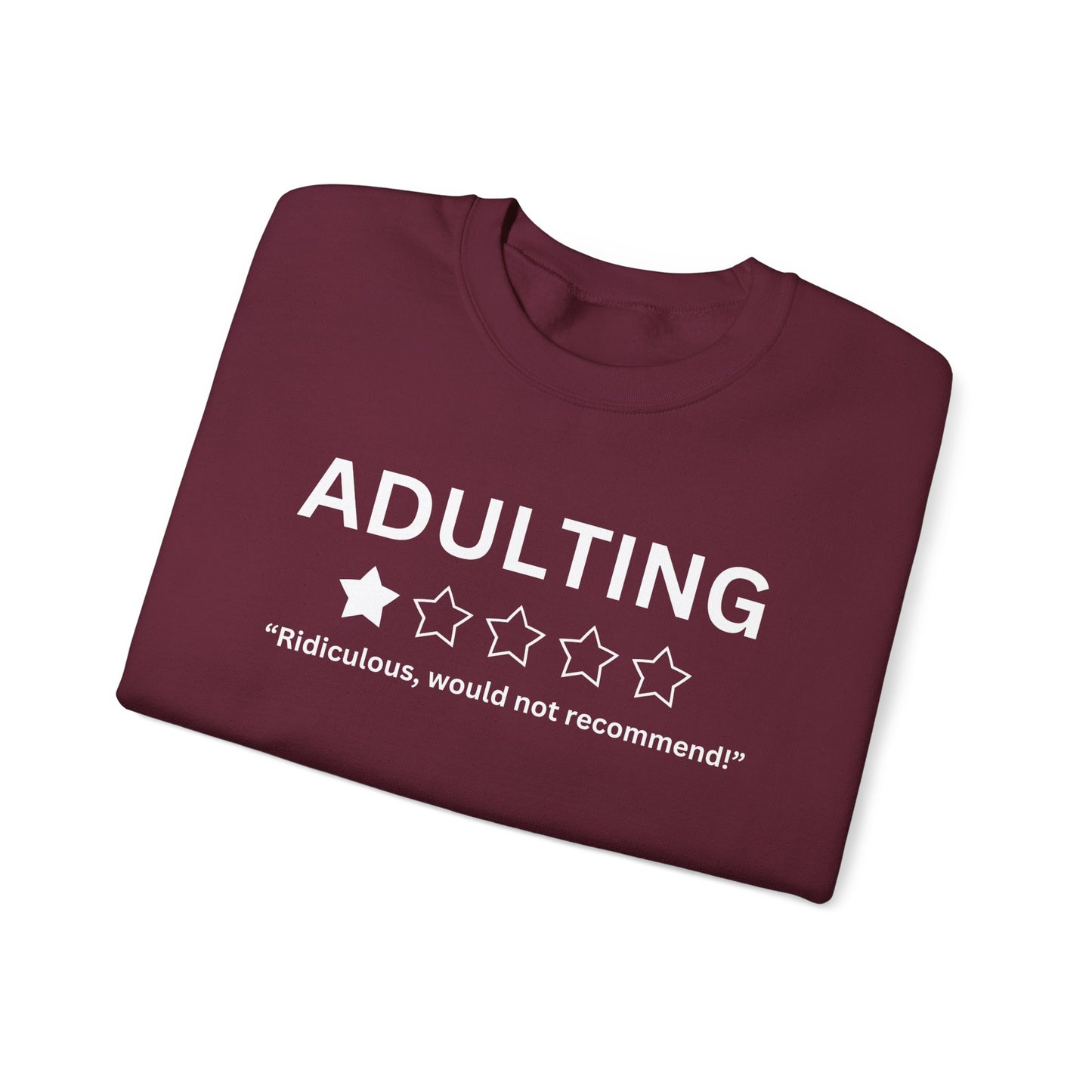 Funny Adulting Crewneck Sweatshirt - 5 Star Rating Design