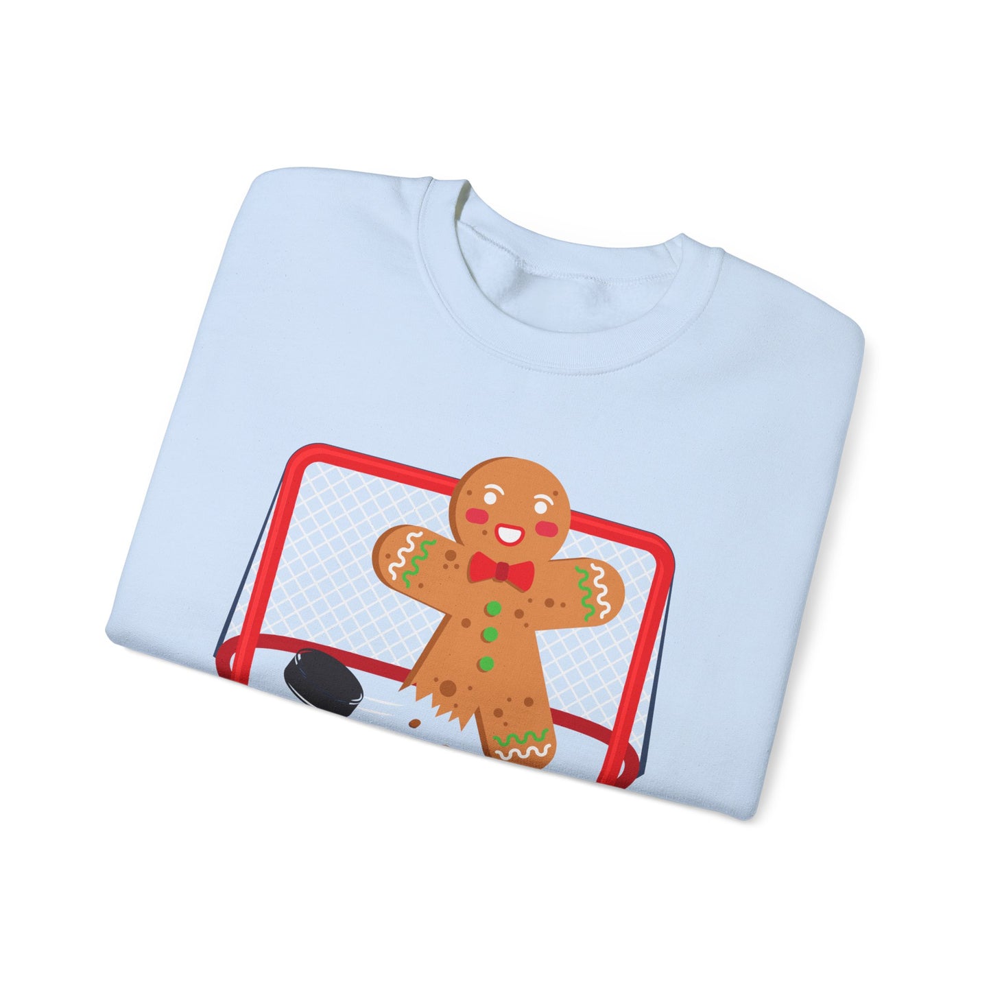 Cute Gingerbread Hockey Crewneck Sweatshirt - Festive Holiday Apparel