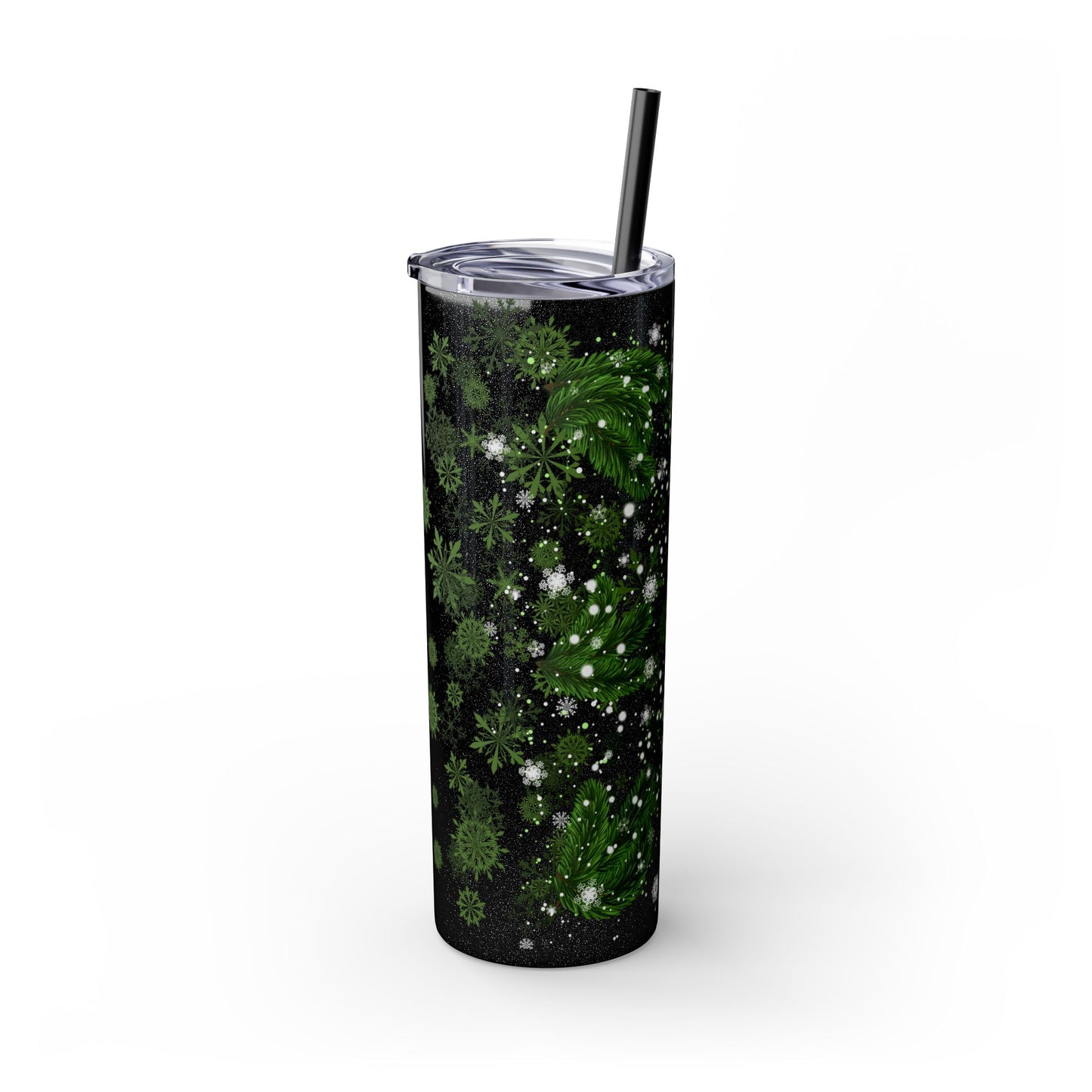 Holiday Botanical Skinny Tumbler with Straw - 20oz - Perfect for Christmas & Winter Celebrations