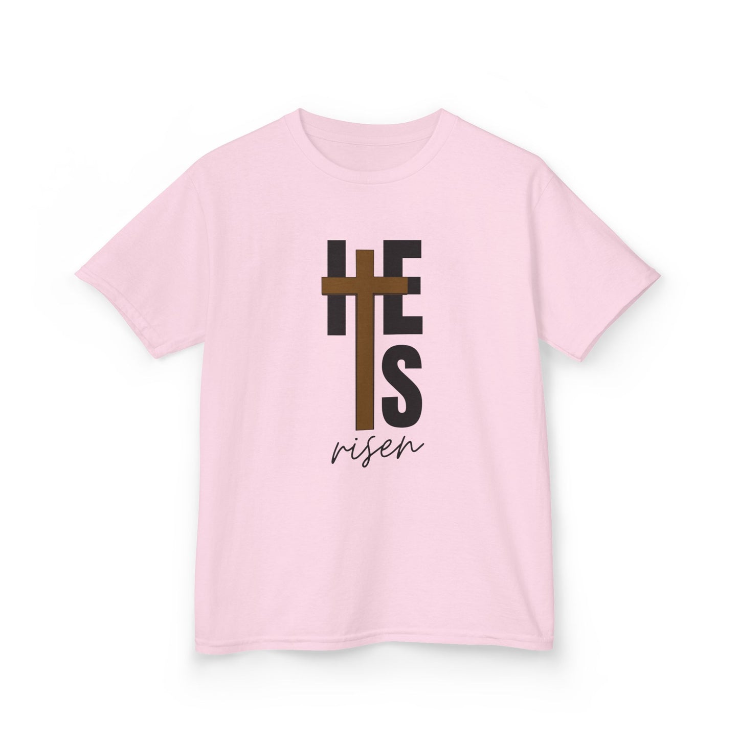 Kids Heavy Cotton™ Tee - "He is Risen" T-shirt for Boys and Girls