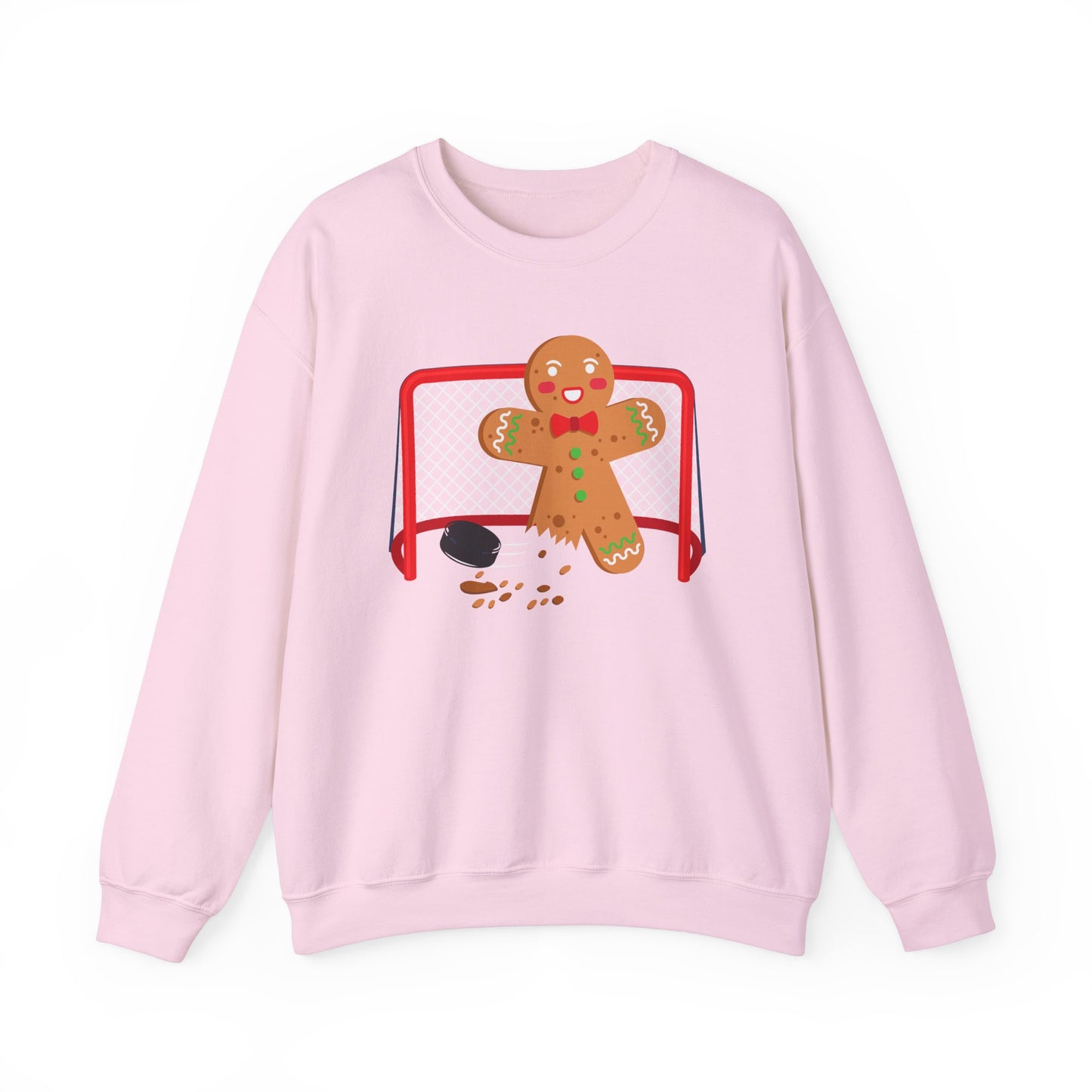 Cute Gingerbread Hockey Crewneck Sweatshirt - Festive Holiday Apparel