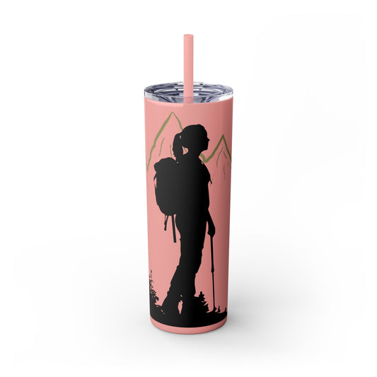 Adventure Awaits Skinny Tumbler with Straw - 20oz Hiking Design