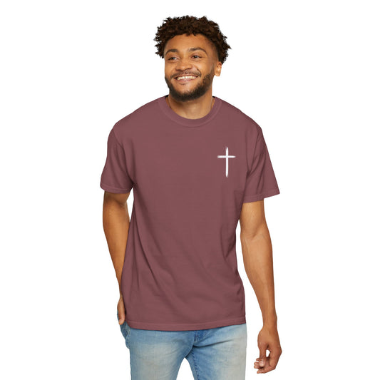 Unisex Garment-Dyed T-Shirt with Minimalist Cross Design