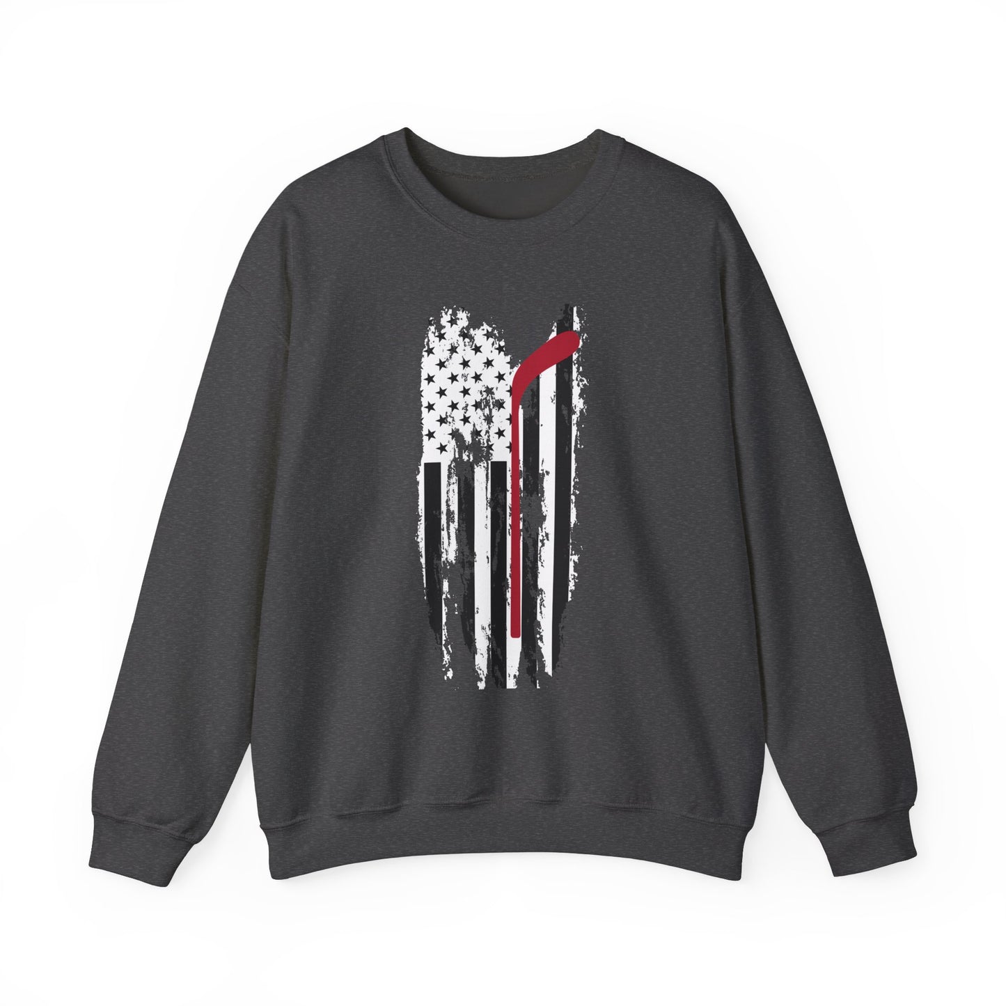 American Flag w/Hockey Stick - Unisex Heavy Blend™ Crewneck Sweatshirt