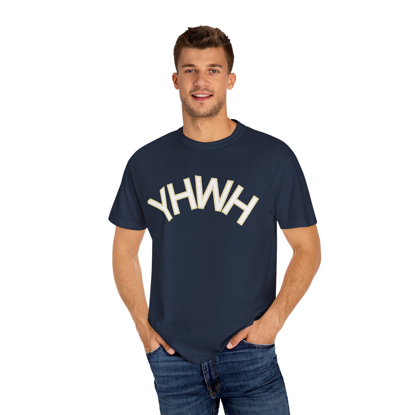 Unisex Garment-Dyed T-Shirt with YHWH Design - Casual Spiritual Fashion