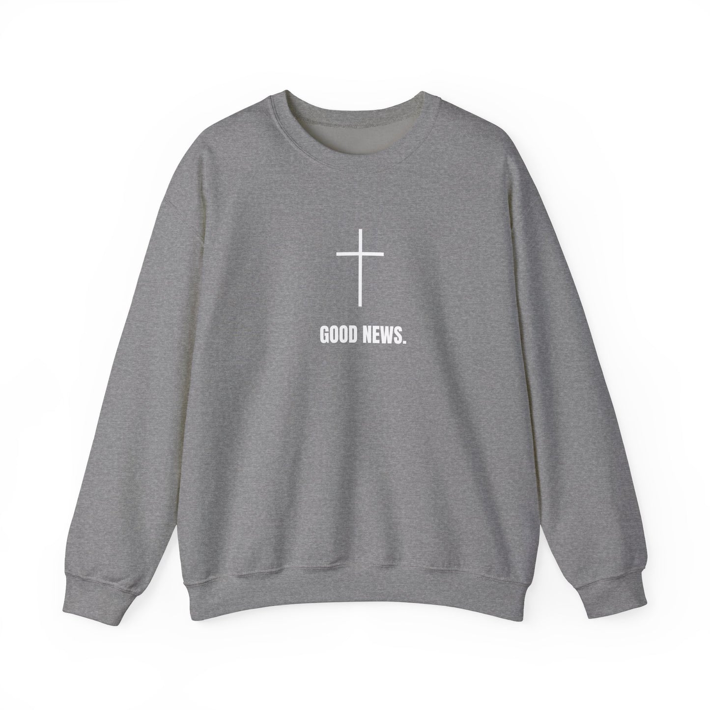 Christian Cross Sweatshirt - "Good News" Unisex Heavy Blend Crewneck