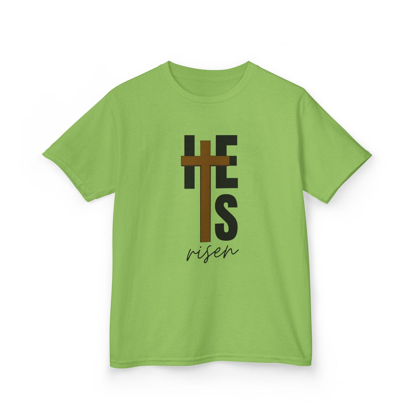 Kids Heavy Cotton™ Tee - "He is Risen" T-shirt for Boys and Girls