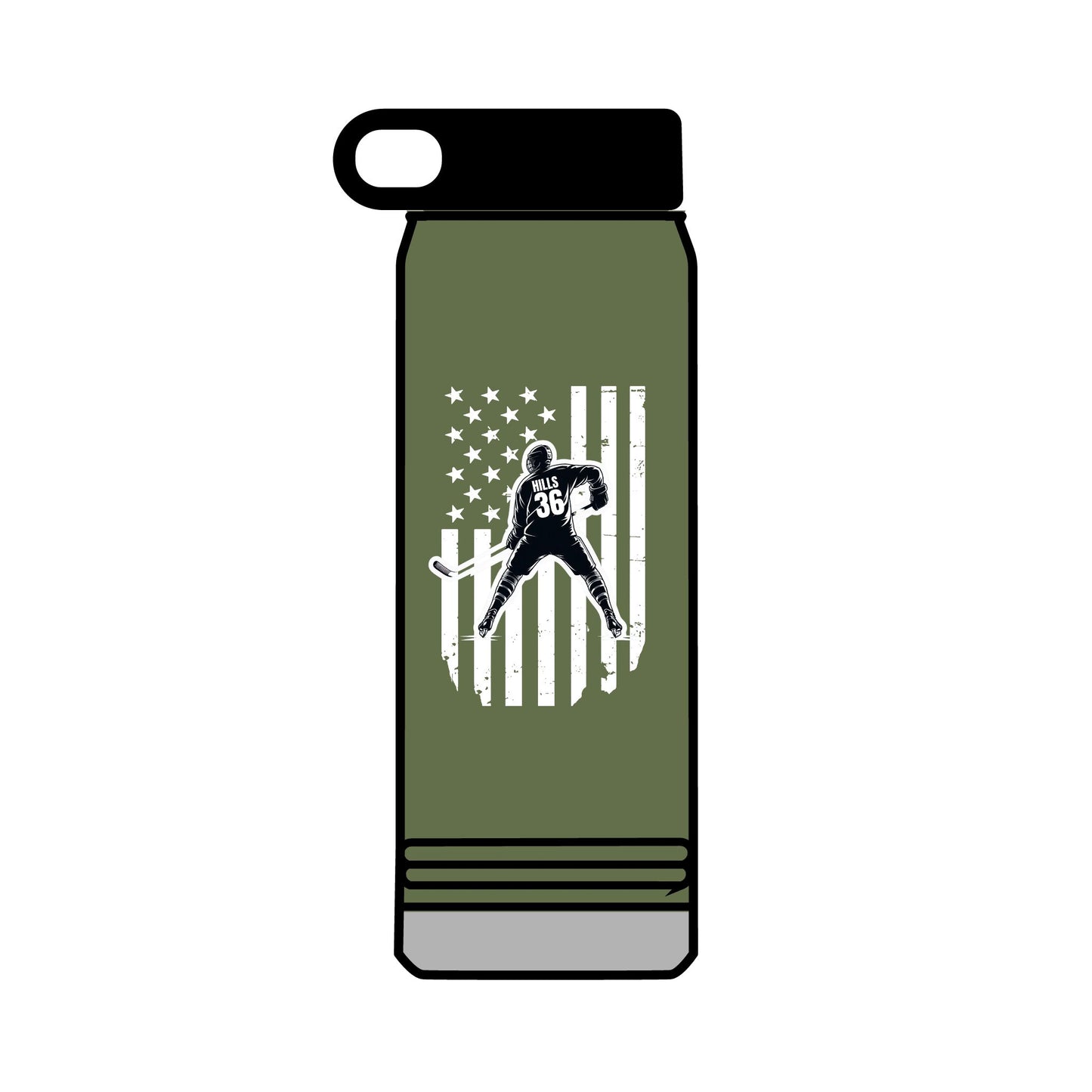 ***CUSTOM** Hockey Patriotic 32oz Water Bottle - Red, USA Design for Active Lifestyles