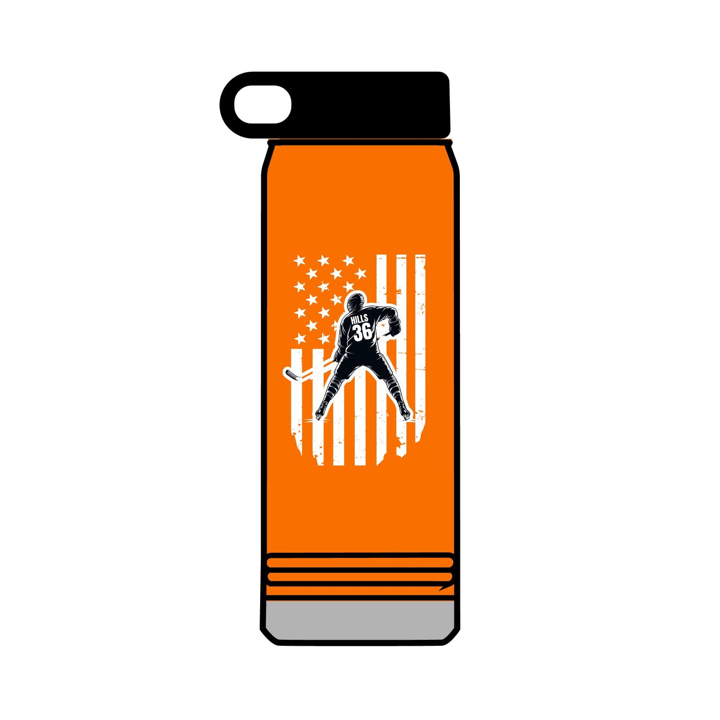 ***CUSTOM** Hockey Patriotic 32oz Water Bottle - Red, USA Design for Active Lifestyles