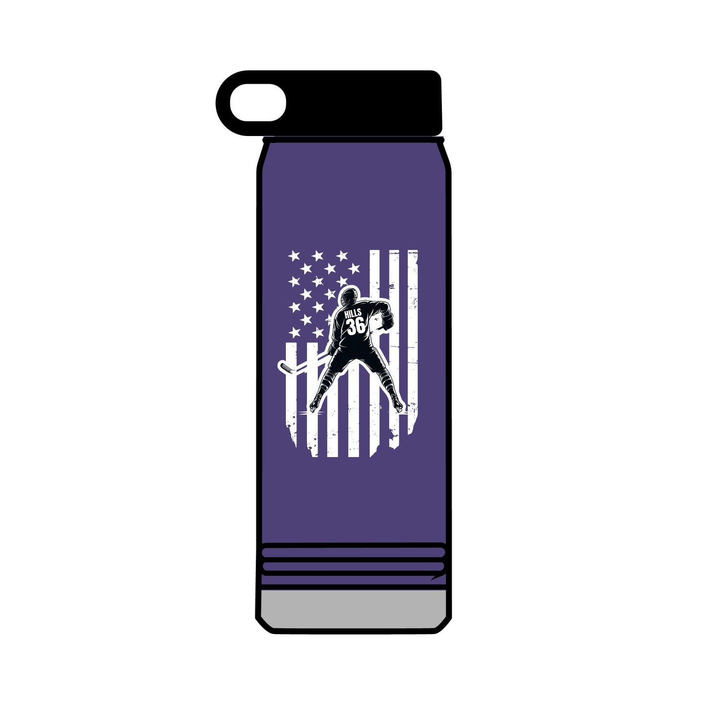 ***CUSTOM** Hockey Patriotic 32oz Water Bottle - Red, USA Design for Active Lifestyles