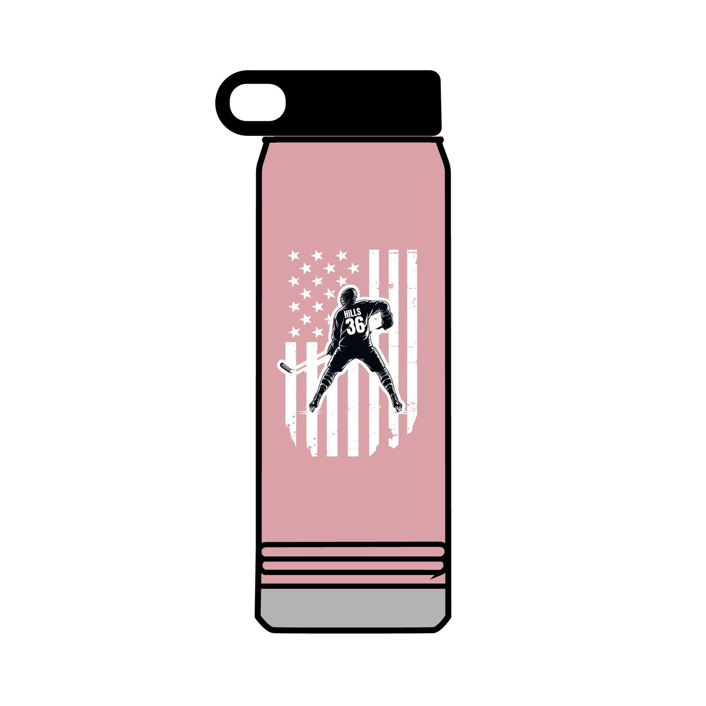 ***CUSTOM** Hockey Patriotic 32oz Water Bottle - Red, USA Design for Active Lifestyles