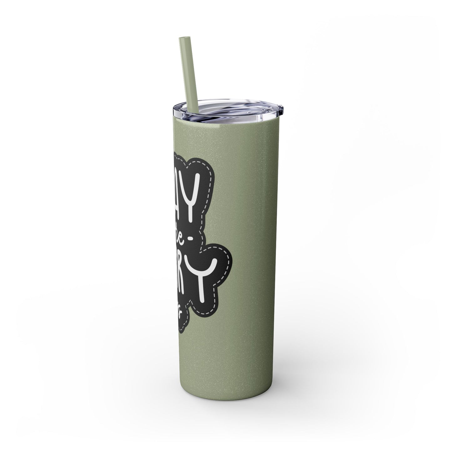 20oz Motivational Skinny Tumbler with Straw - "Pray More, Worry Less"