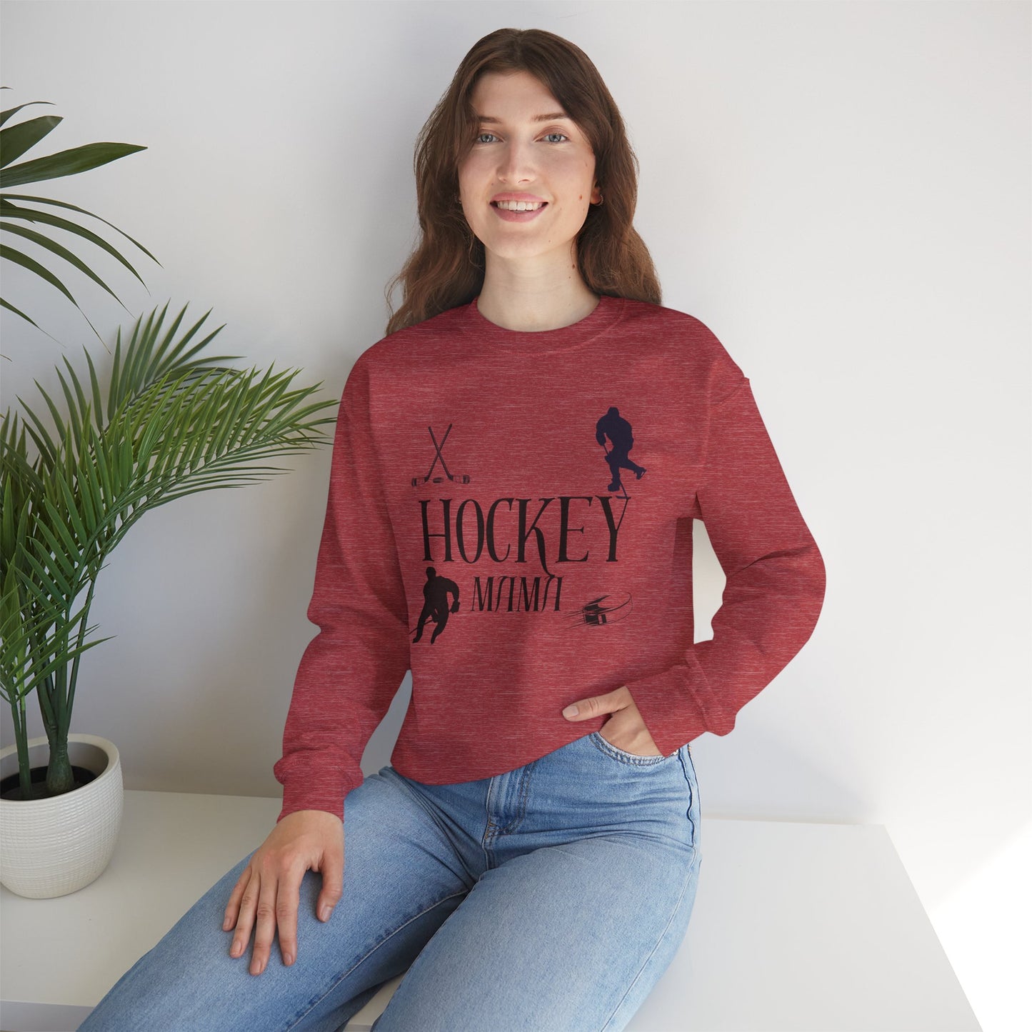 Hockey MAMA black ink - Unisex Heavy Blend™ Crewneck Sweatshirt