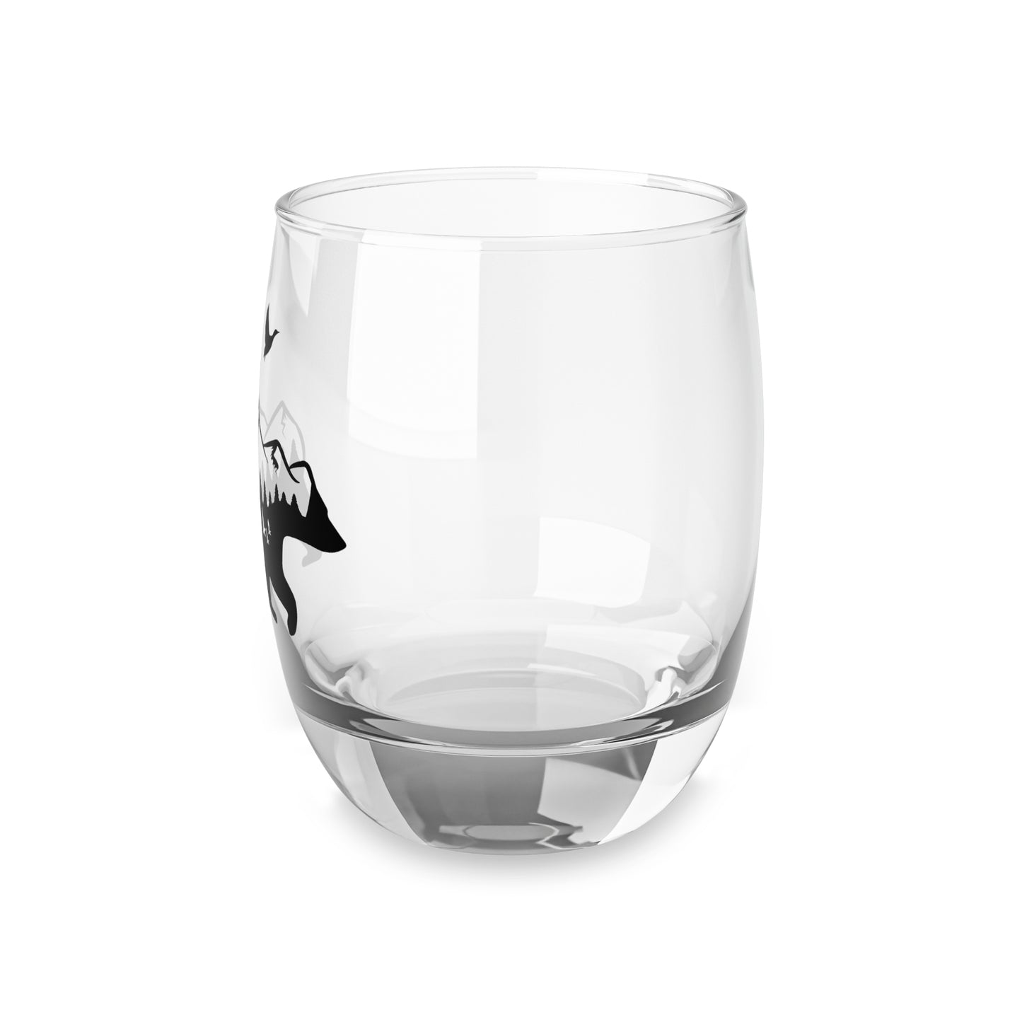 Nature-Inspired Whiskey Glass with Bear and Mountain Design