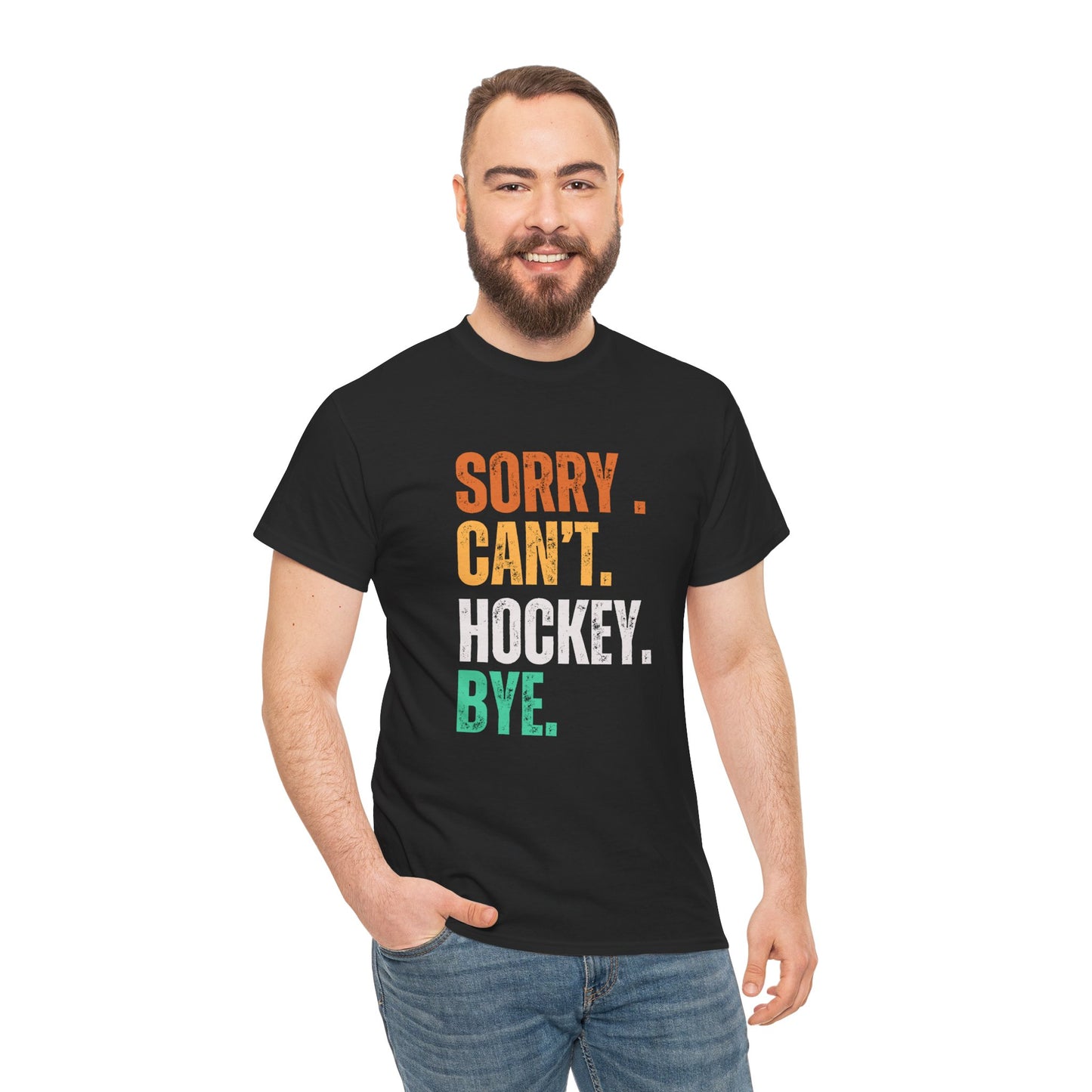 Sorry Can't Hockey Mult Color - Unisex Heavy Cotton Tee - Perfect for Sports Fans