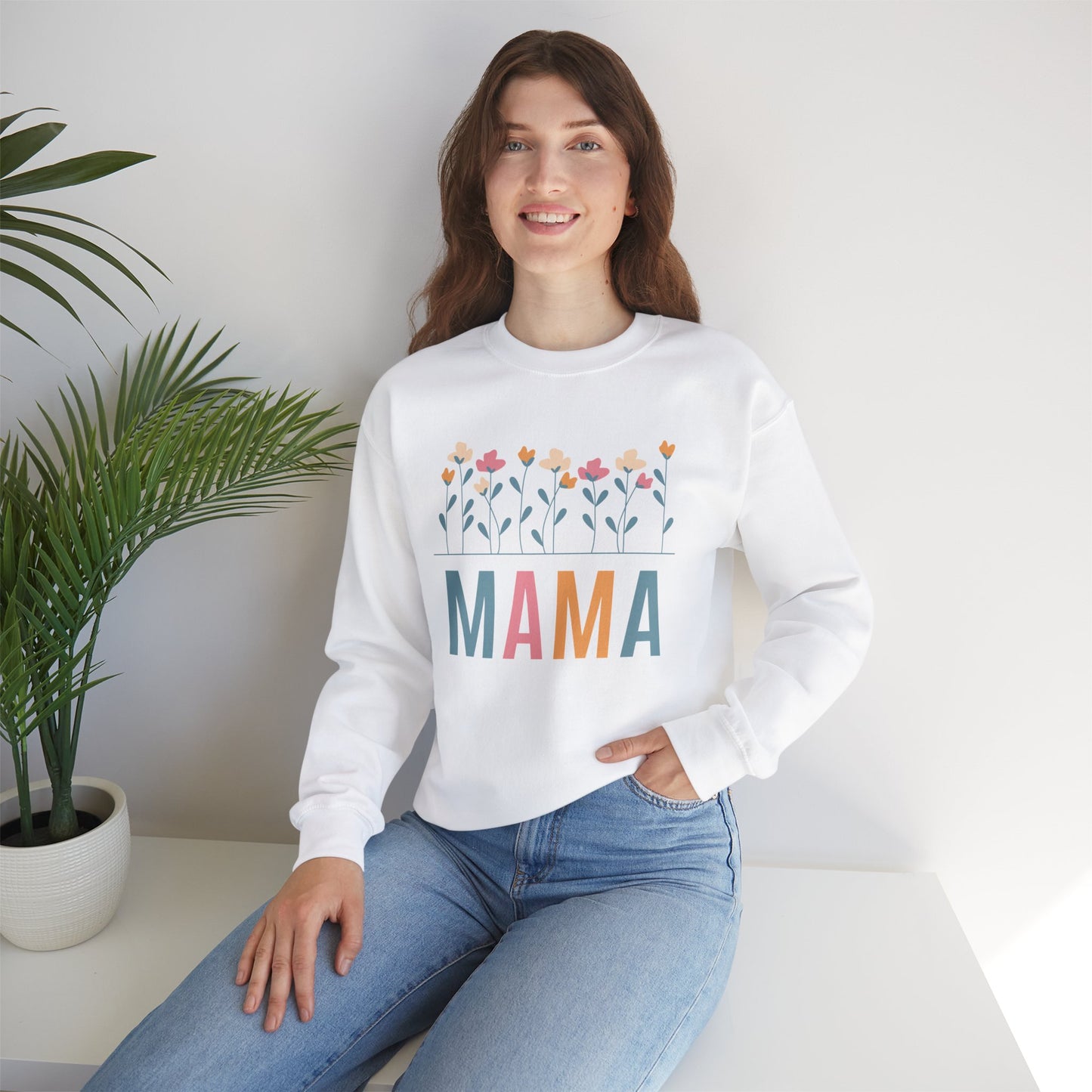 Floral MAMA - Unisex Heavy Blend™ Crewneck Sweatshirt