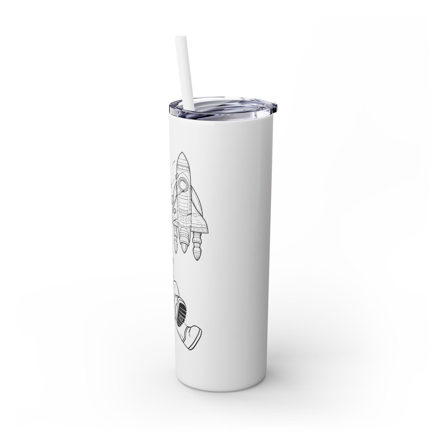 Astro Adventure Skinny Tumbler with Straw – 20oz Space Themed Drinkware