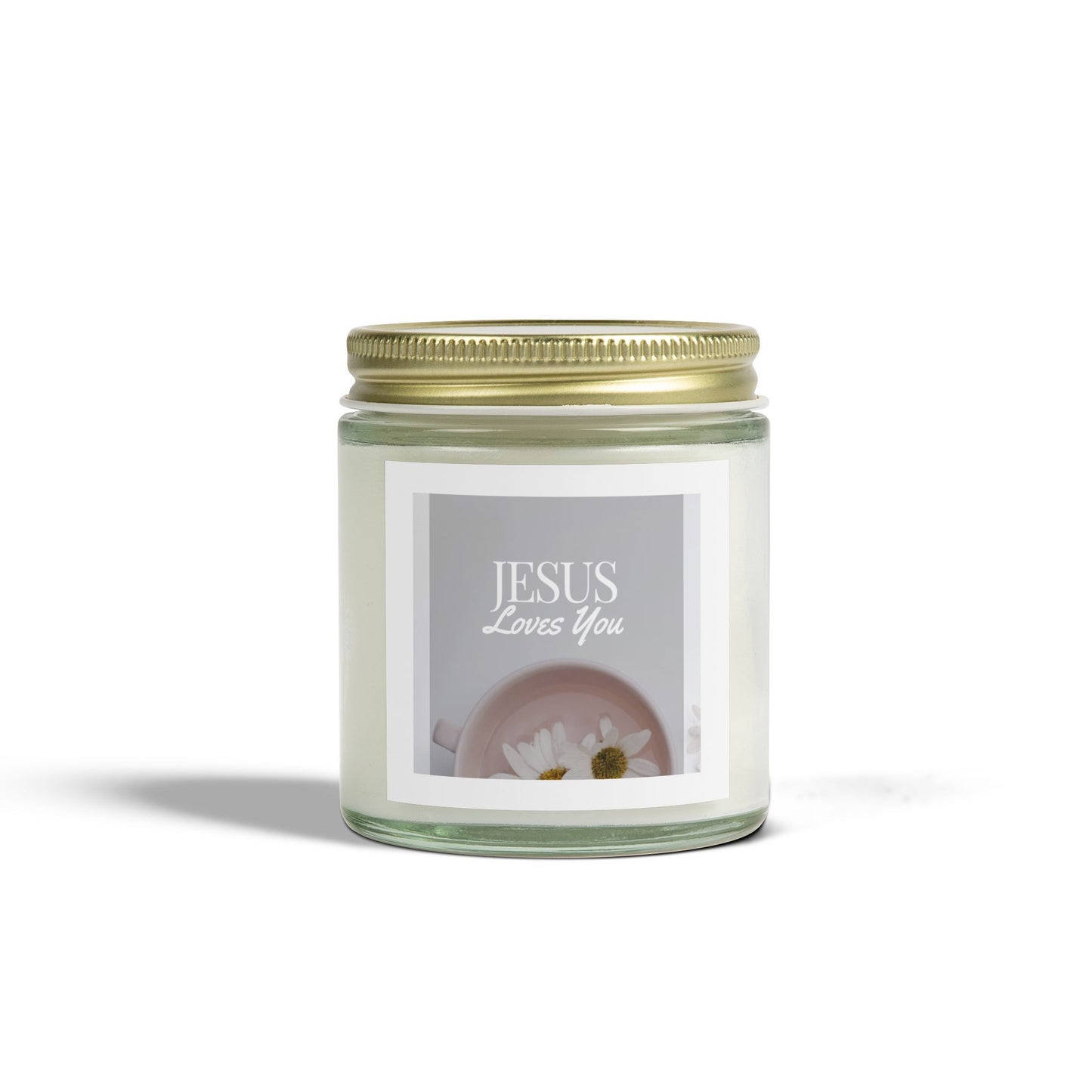 Scented Candle - Jesus Loves You - Coconut Apricot Wax (4oz, 9oz)