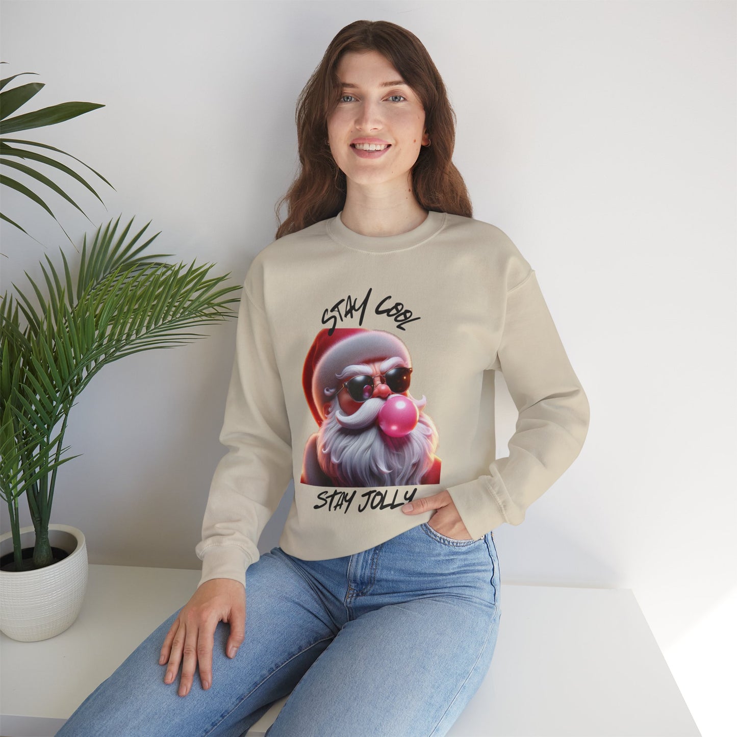 STAY COOL, STAY JOLLY, FUNNY BAD SANTA - Unisex Heavy Blend™ Crewneck Sweatshirt